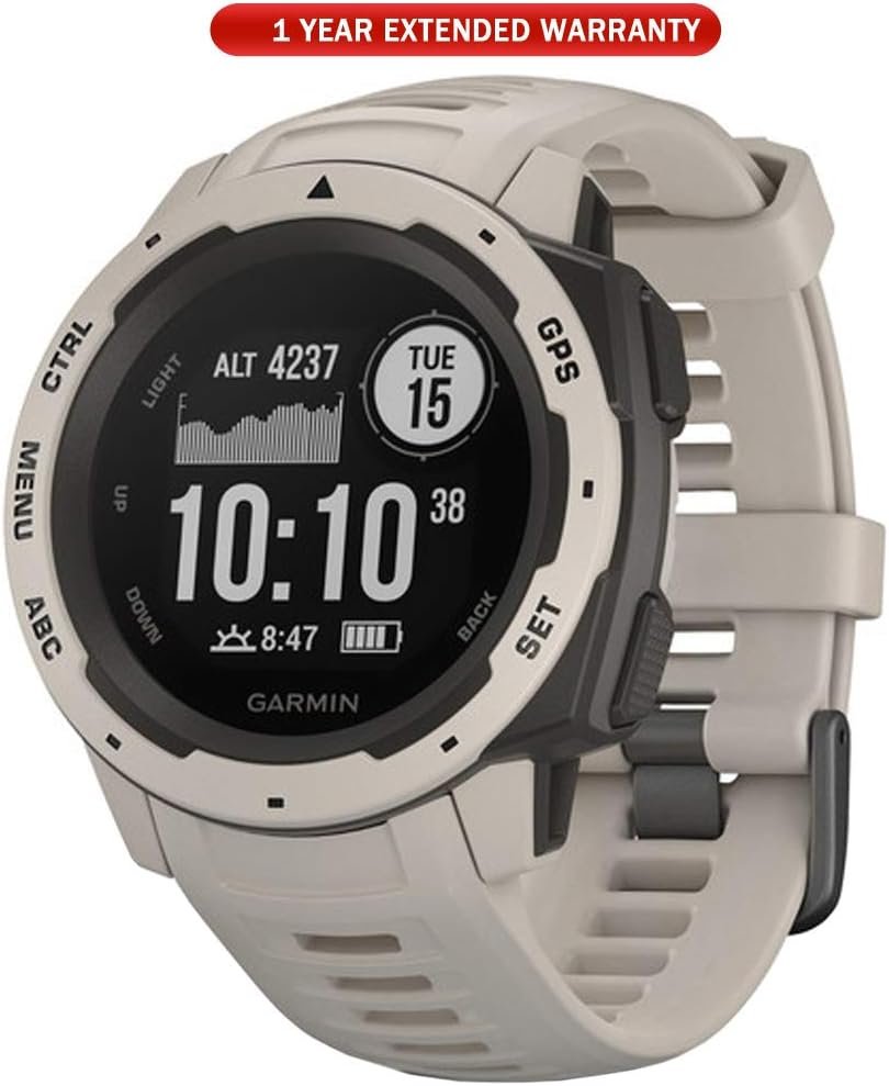Garmin 010-02064-01 Instinct, Rugged Outdoor Watch with GPS, features Glonass and Galileo, Heart Rate Monitoring, 3-Axis Compass, Tundra