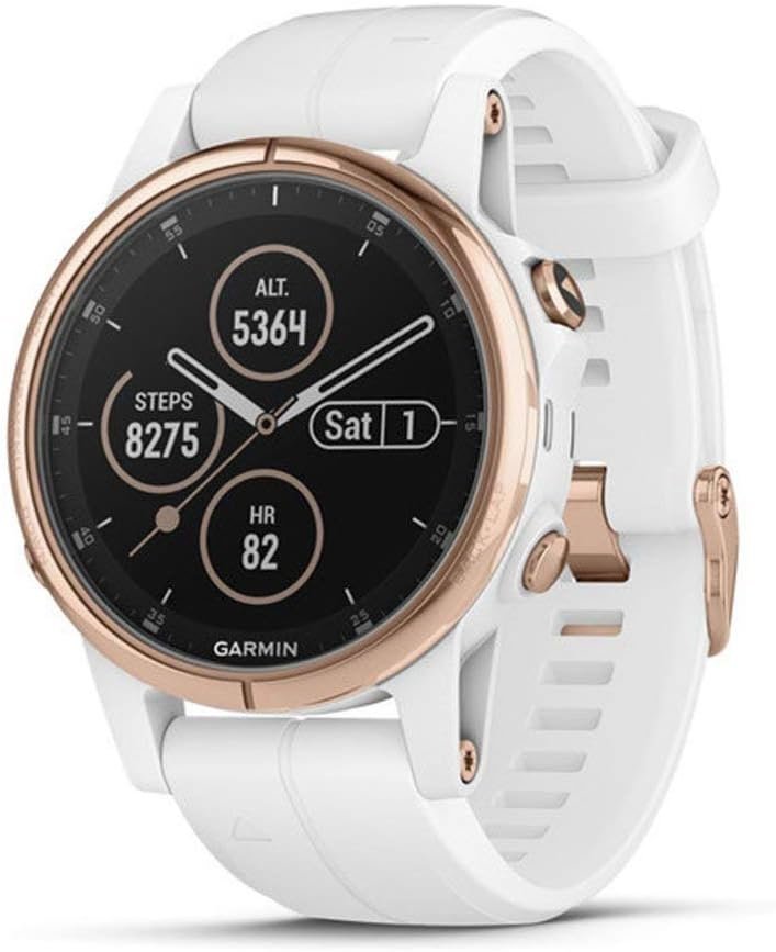 Garmin Fenix 5s Plus, Smaller-Sized Multisport GPS Smartwatch, Features Color TOPO Maps, Heart Rate Monitoring, Music and Garmin Pay, White/Rose Gold (Renewed)