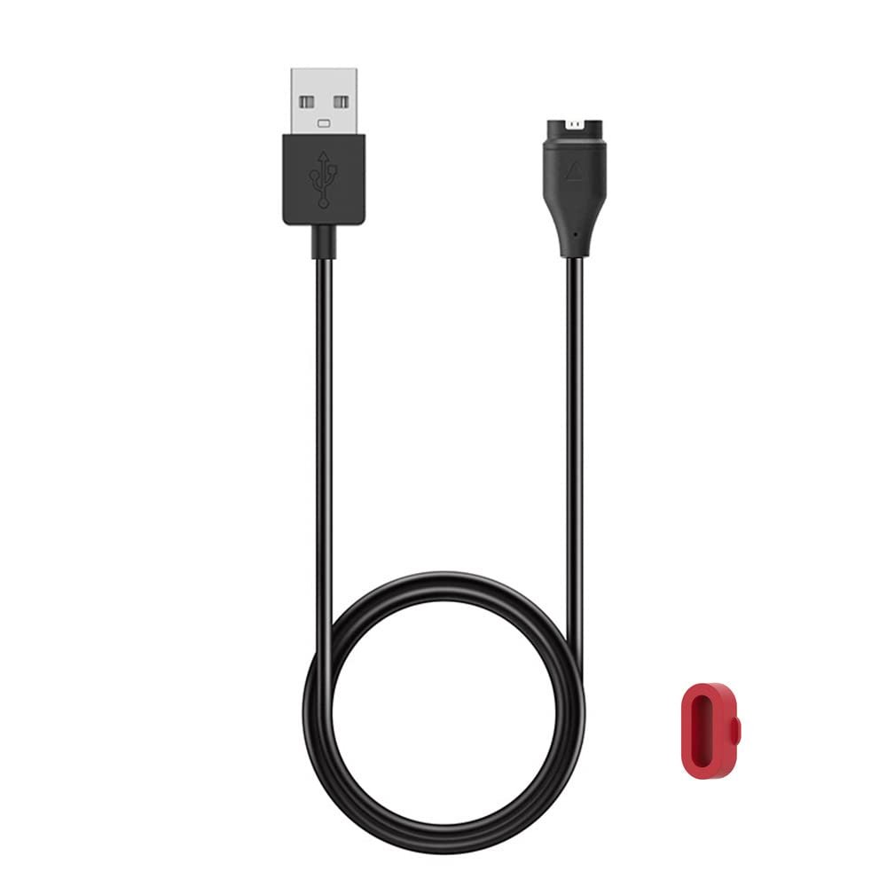 Charger for Garmin Vivoactive 3, Replacement Charging Cable Cord Plus a Red Silicone Charger Port Protector Anti Dust Plug for Garmin Vivoactive 3 Music Smart Watch