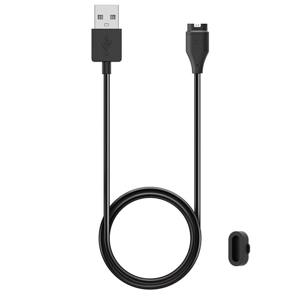Kissmart Charger for Garmin Venu/Venu Sq/Venu 2/Venu 2 Plus/Venu 2S/Venu Sq 2/Venu 3/Venu 3S, Replacement Charging Cable Cord Plus a Black Silicone Charger Port Protector Anti Dust Plug (3.3ft/1m)