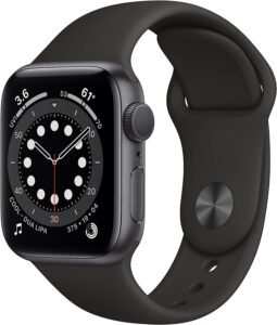 Apple Watch Series 6 (GPS, 40mm) – Space Gray Aluminum Case with Black Sport Band (Renewed)