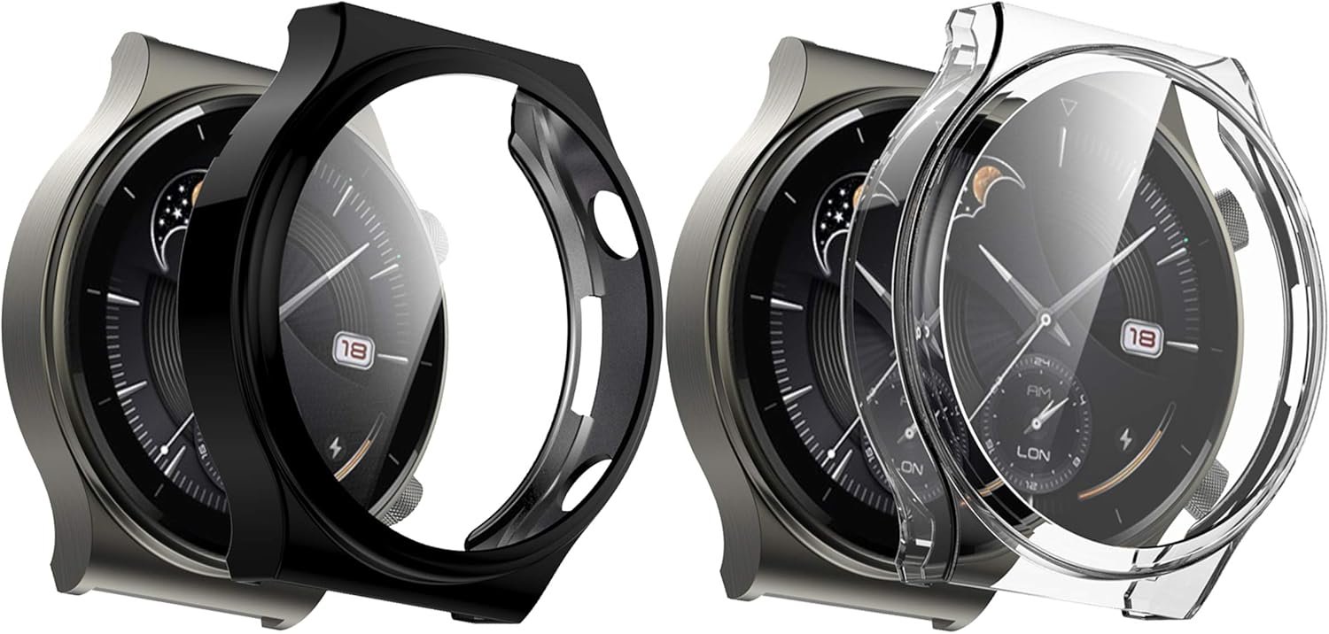 Screen Protector Case Compatible with Huawei Watch GT 2 Pro 2020, TenCloud Covers Scratched Resistant Full Protective Cover for Watch GT 2 Pro (Black+Clear)