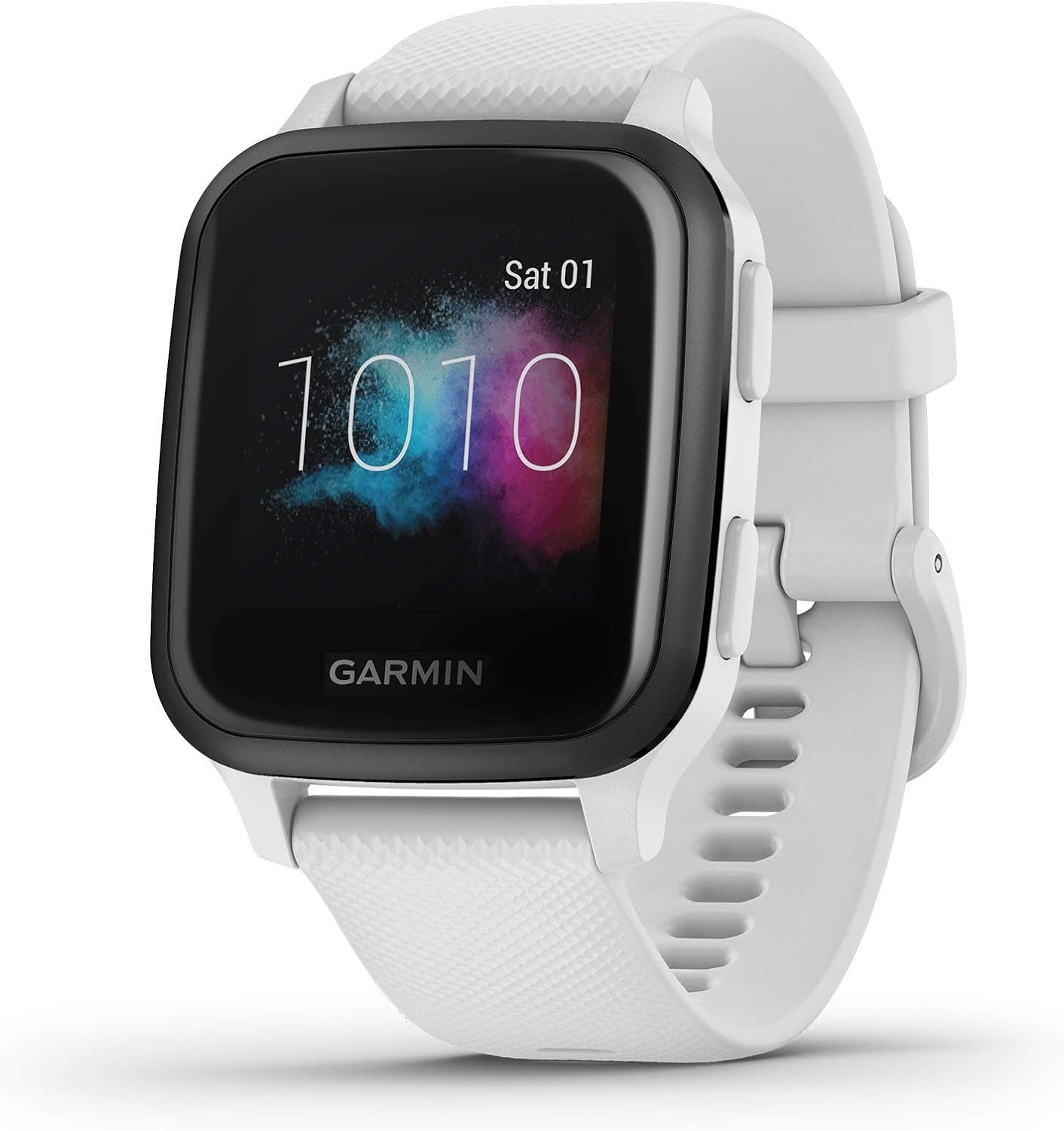 Garmin Venu Sq Music, GPS Smartwatch with Bright Touchscreen Display, Features Music and Up To 6 Days of Battery Life, White and Slate