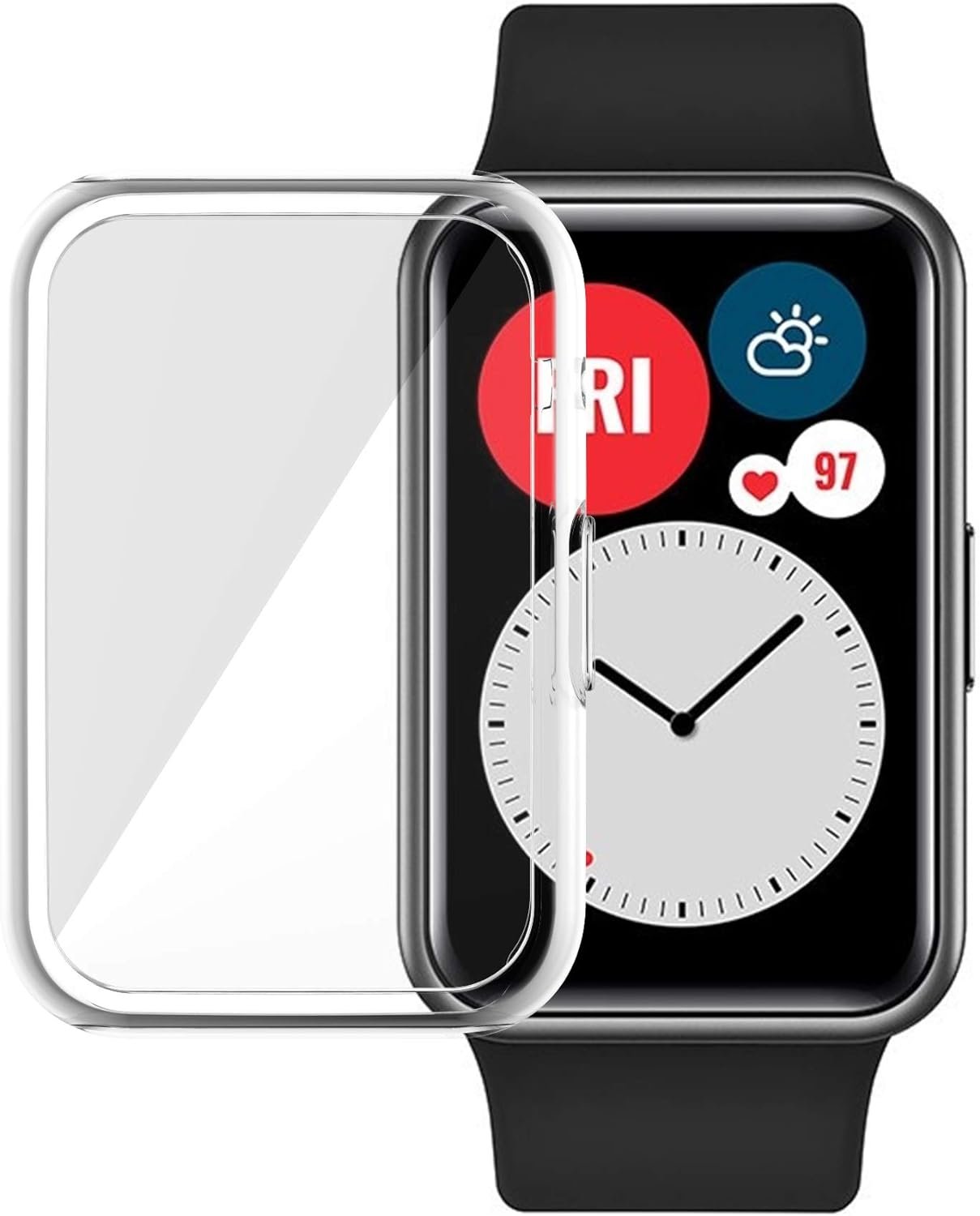 Screen Protector Case Compatible with Huawei Watch Fit,Ultra-Thin Soft TPU Plated Bumper Case Full Cover Protective Shell Smartwatch Accessories for Huawei Watch Fit (Clear)