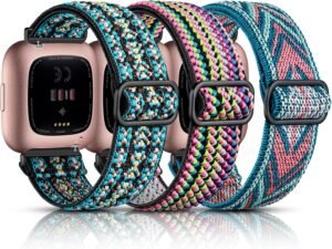 Maledan 3 Pack Elastic Band for Fitbit Versa: Comfort & Style Combo