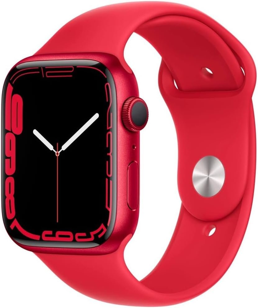 Apple Watch Series 7 (GPS + Cellular, 45mm) Red Aluminum Case with Red Sport Band (Renewed)