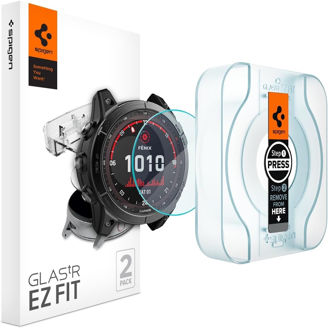Spigen Tempered Glass Screen Protector [GlasTR EZ FIT] designed for Garmin Fenix 7X Solar/Fenix 7X Sapphire Solar/Fenix 7X Pro Solar/Fenix 7X Pro Sapphire Solar/Epix Pro [51mm] - 2 Pack