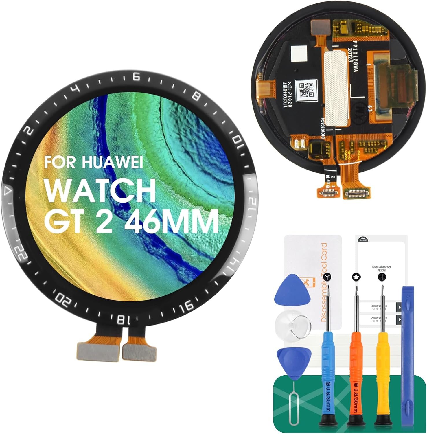 for Huawei Watch GT 2 LTN-B19 DAN-B19 46mm LCD Display Touch Screen Digitizer Assembly Replacement Repair Parts with Tools