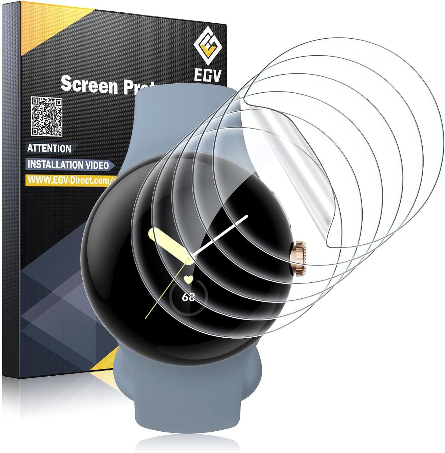 EGV 6 Pack for Google Pixel Watch 2 (2023)/ Pixel Watch Screen Protector, TPU Film [Self-Healing], Anti-Scratch, Ultra-Thin Screen Protector