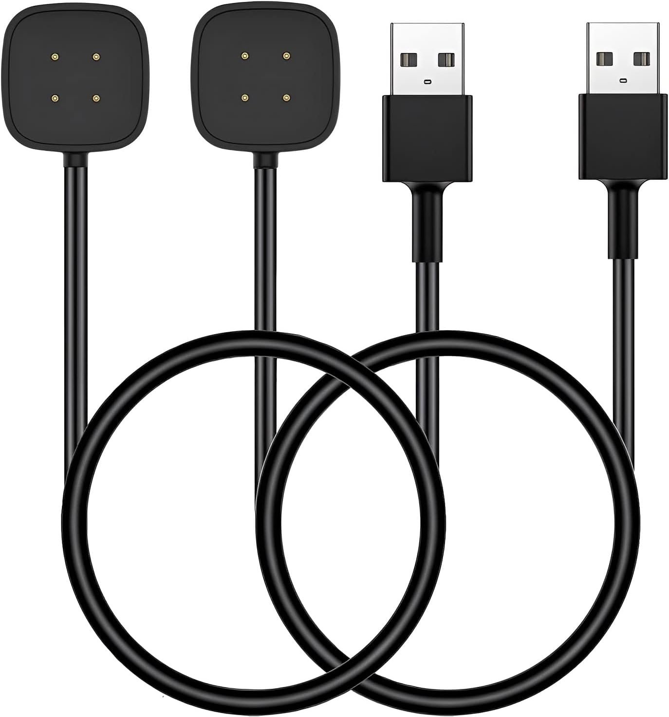 YANZHI Charger for Fitbit Versa 4 / Sense/Versa 3 / Sense 2 (2 Pack/3.3Ft Replacement Fitbit Versa & Sense Smart Watch Charger Dock Stand Charging Cable, Upgraded Strong Magnet)