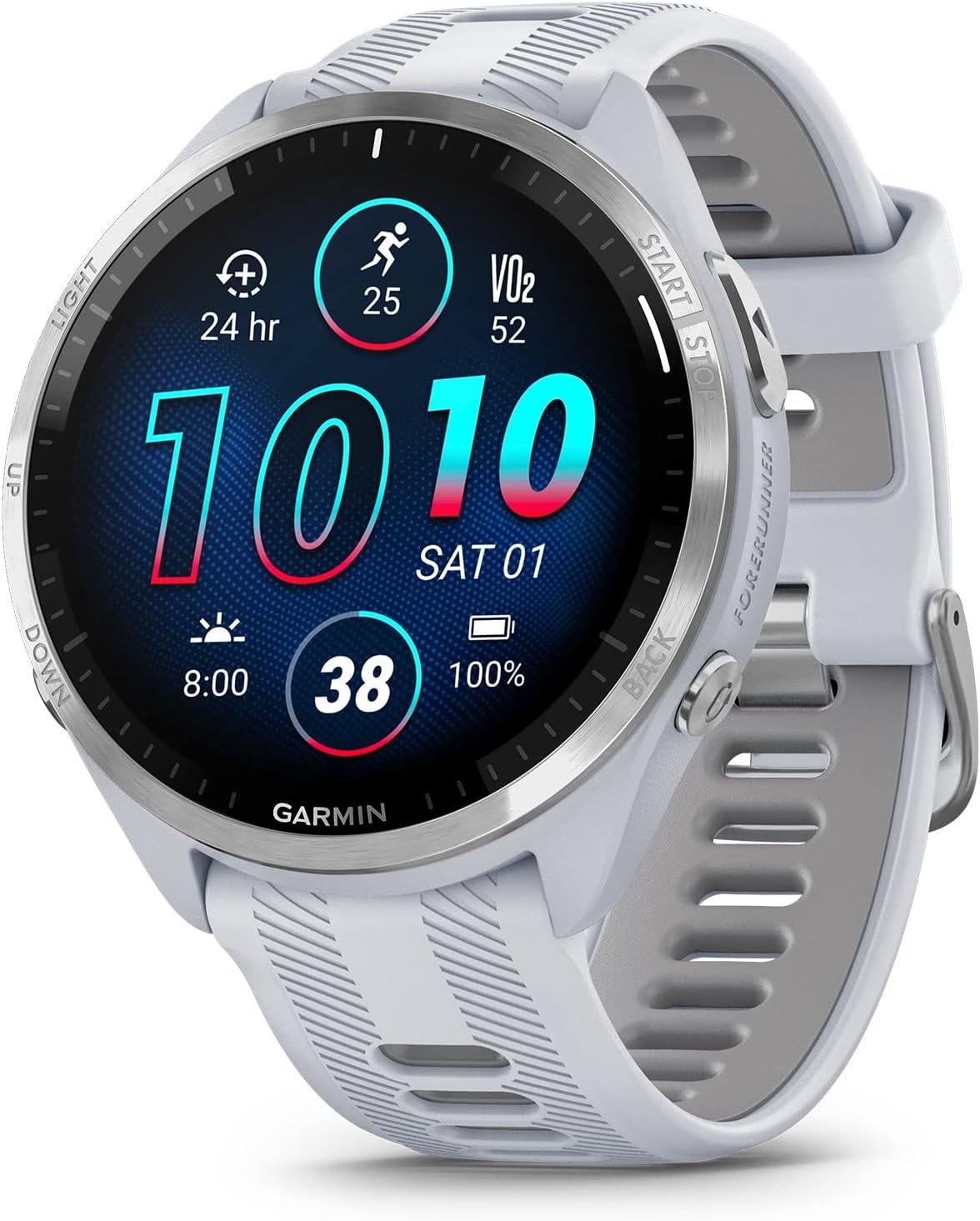 Garmin Forerunner® 965 Running Smartwatch, Colorful AMOLED Display, Training Metrics and Recovery Insights, Whitestone and Powder Gray