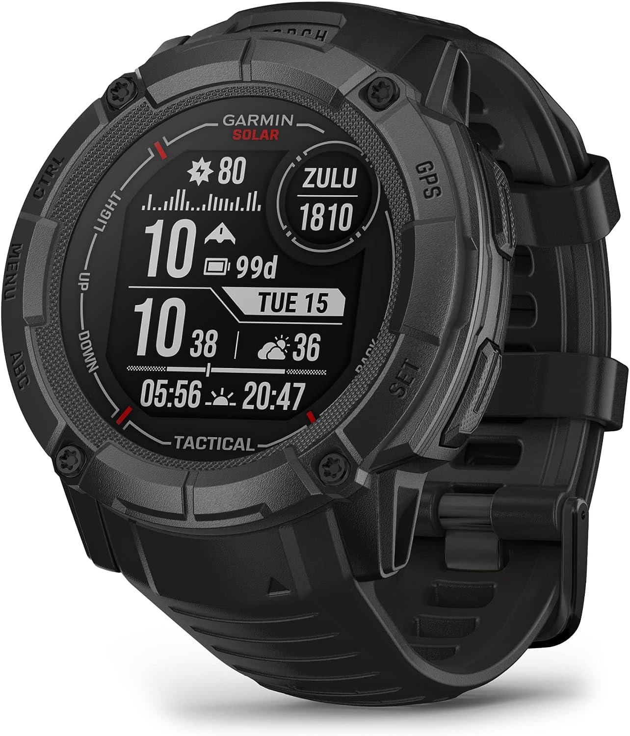 Garmin Instinct 2X Solar - Tactical Edition, Rugged GPS Smartwatch, Built-in Flashlight, Ballistics Calculator, Solar Charging Capability, Black