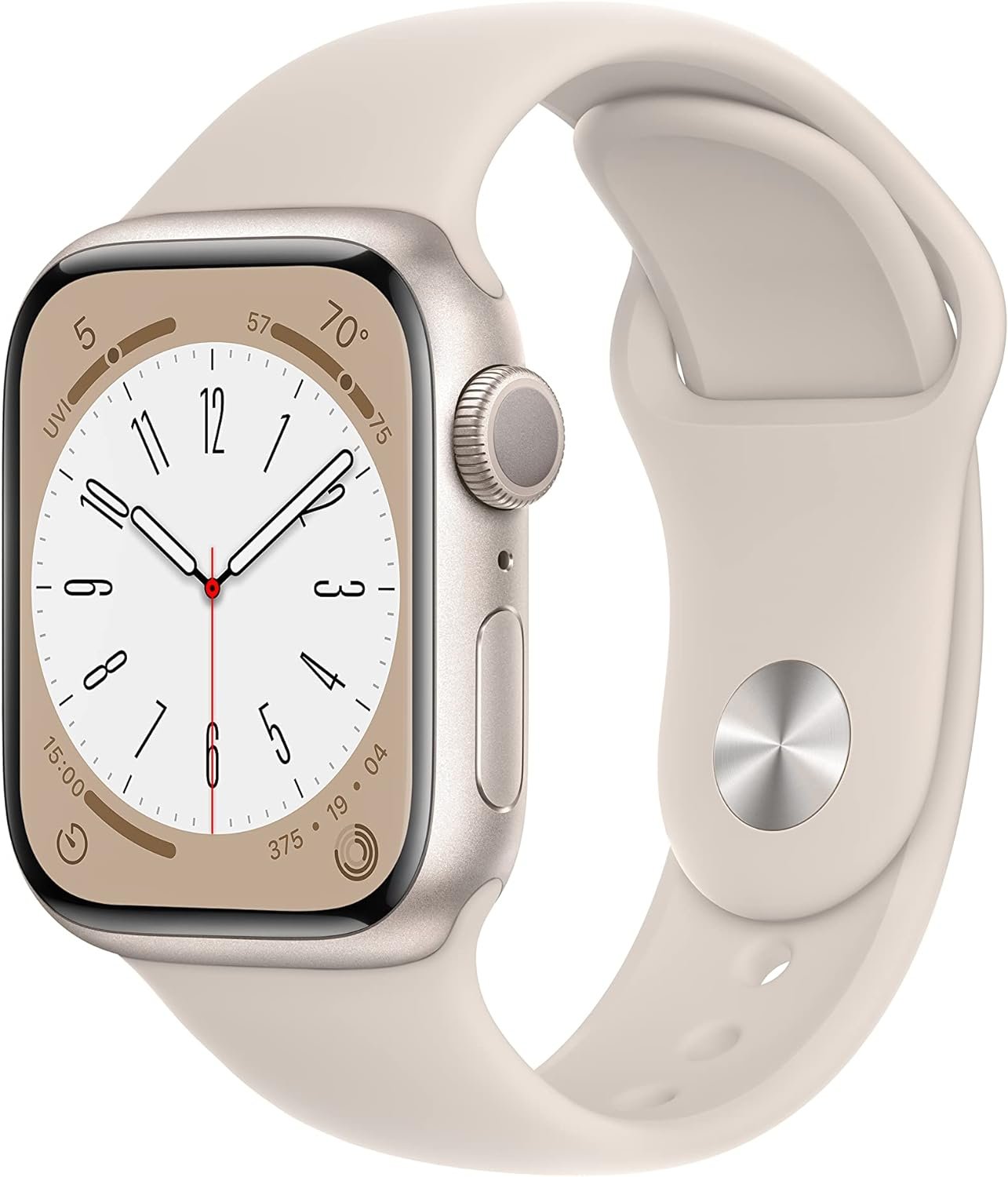 Apple Watch Series 8 (GPS, 41MM) - Starlight Aluminum Case with Starlight Sport Band (Renewed Premium)