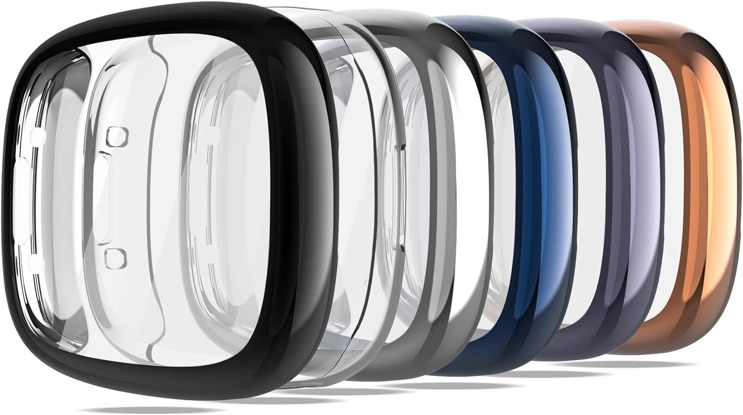 Screen Protector for Fitbit Sense 2/Versa 4 Case, Soft TPU Plated Case All-Around Protective Screen Full Cover Bumper for Sense 2/Versa 4 Smart Watch