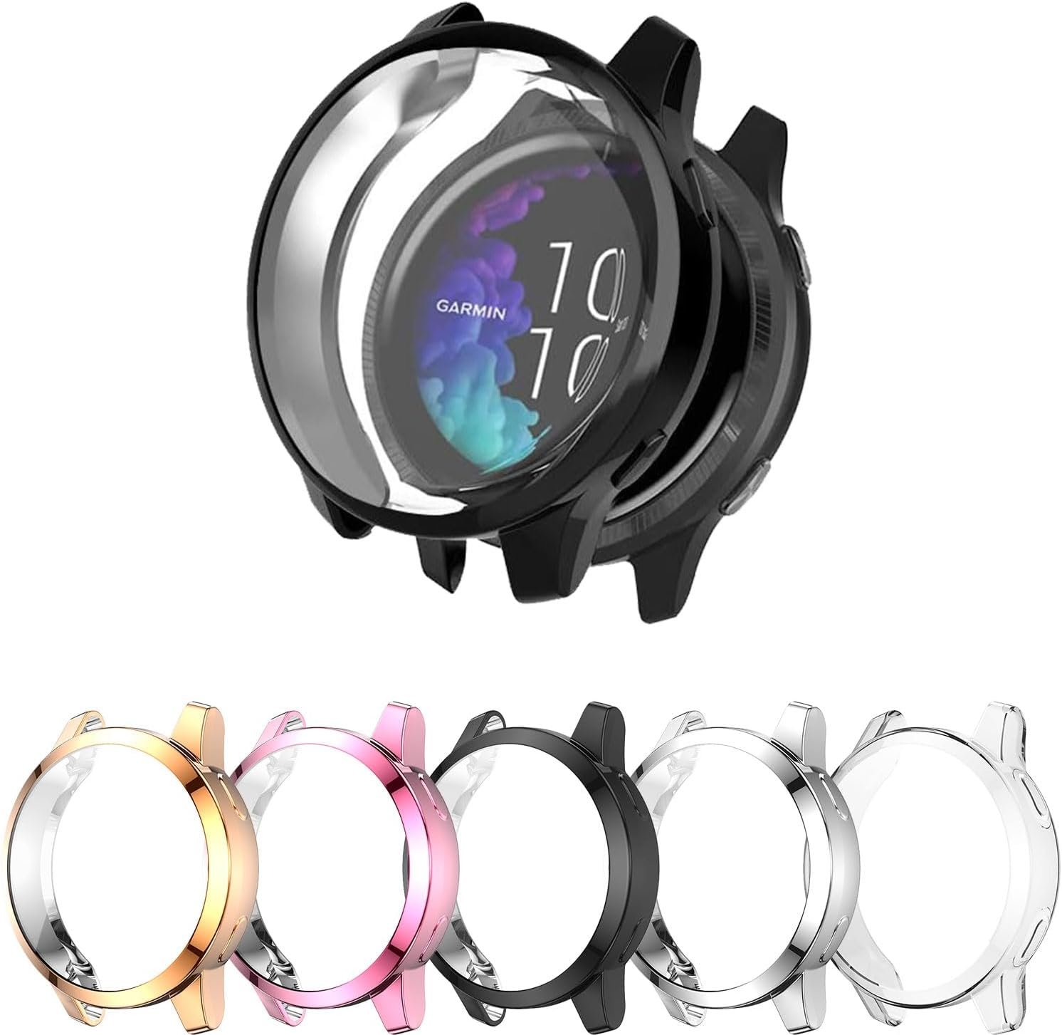 5-Pack Screen Protector Compatible with Garmin Venu Case, Soft TPU Plated Case All-Around Protective Screen Full Cover Bumper Compatible for Venu Smart Watch