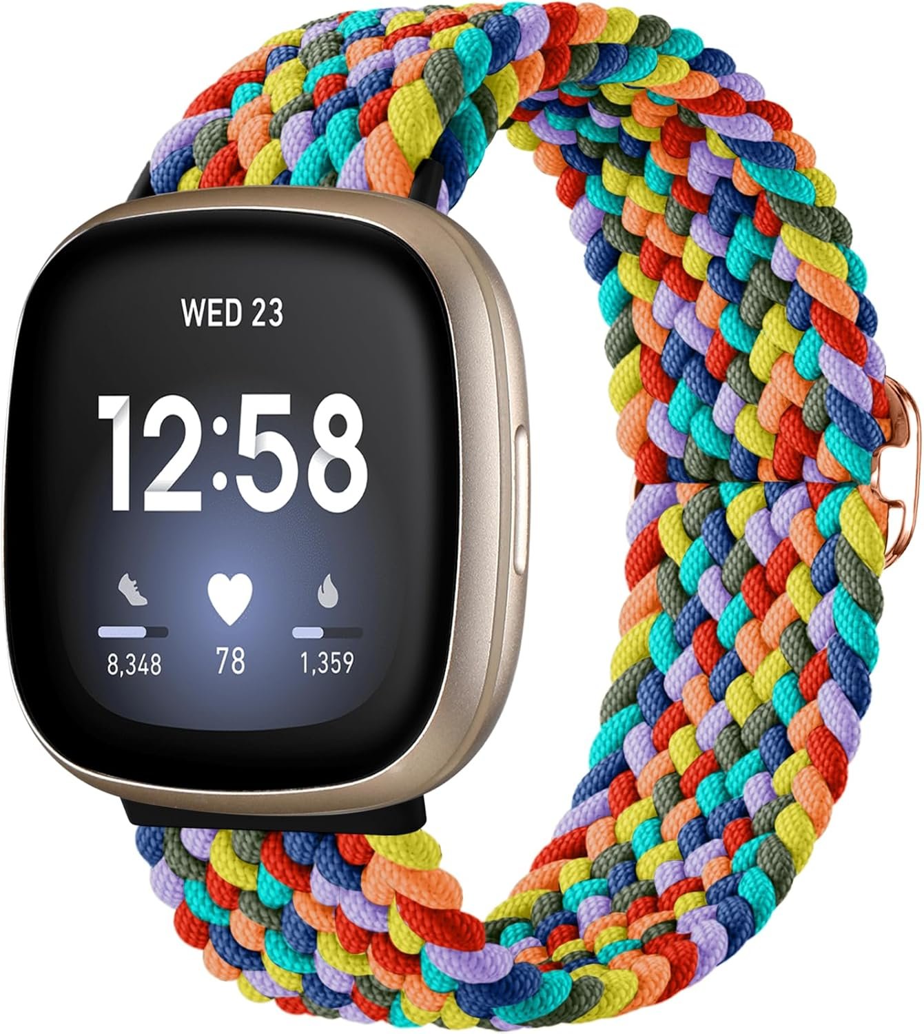 Maledan Braided Stretchy Band Compatible for Fitbit Sense/Fitbit Versa 3/ Versa 4/ Sense 2 Bands Women Men, Soft Elastic Strap Bracelet Wrist Bands for Fitbit Sense/Versa 3 Smart Watch Band Accessory