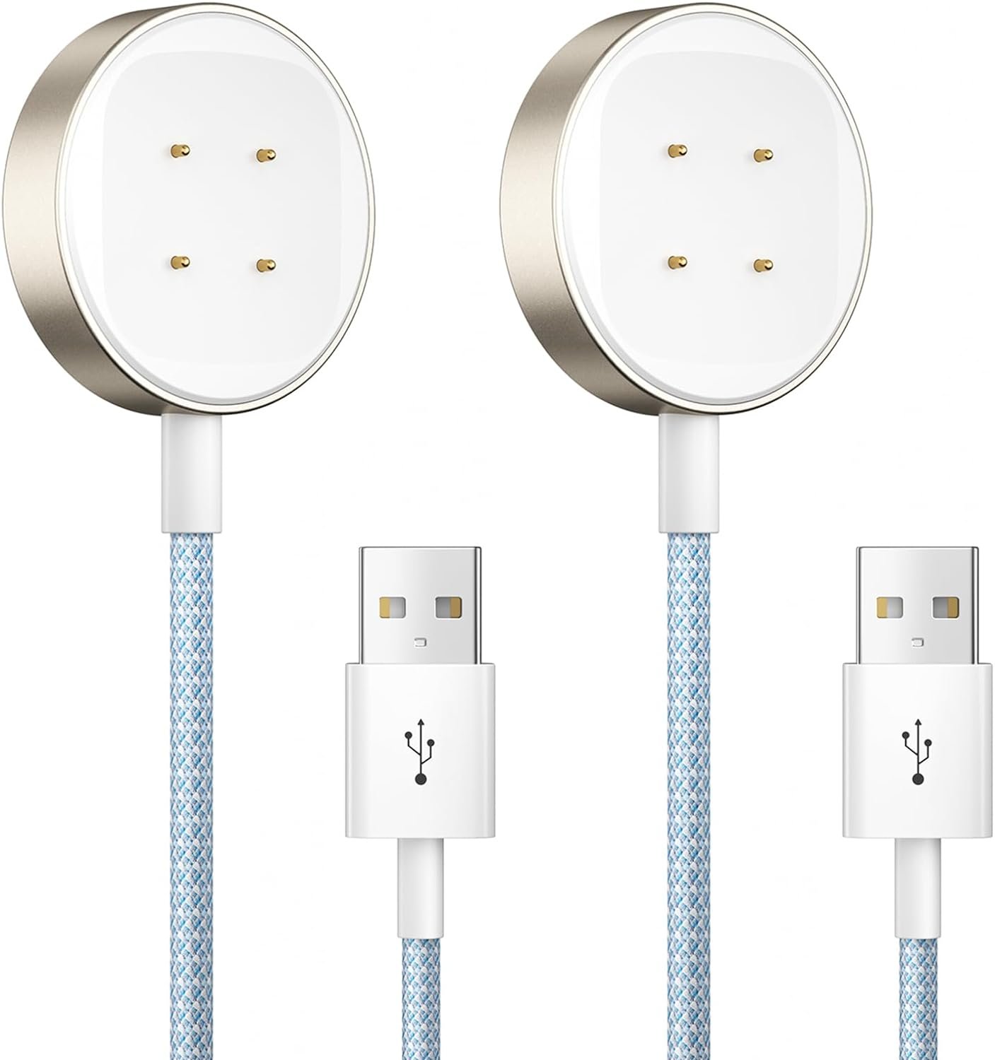 NEWDERY 2-Pack Charger Cable for Fitbit Sense/Versa 3/Sense 2/Versa 4, Durable Premium Braided Cord, Portable Replacement Magnetic Charging Dock for Smartwatch, 3.3ft