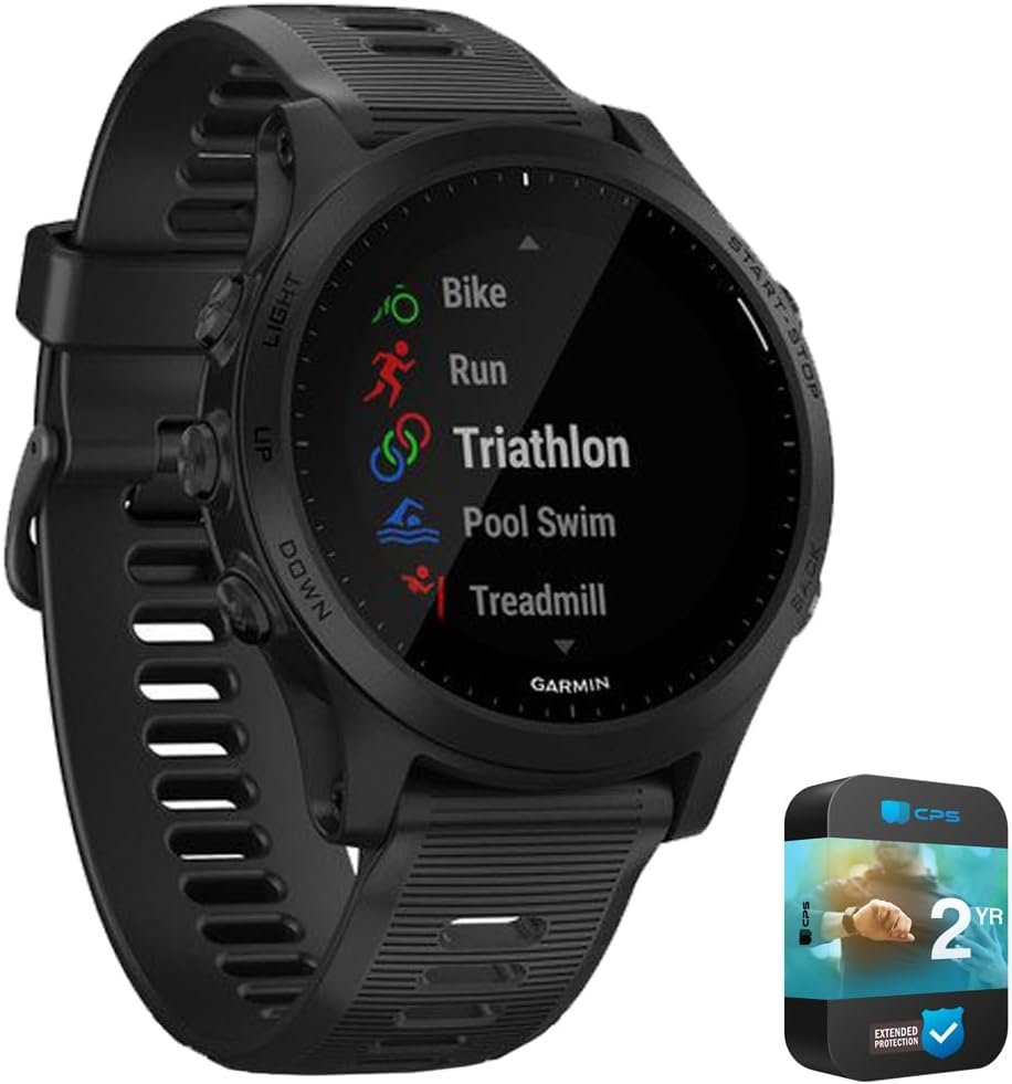 Garmin 010-02063-00 Forerunner 945 GPS Sport Watch (Black) Bundle with 2 YR CPS Enhanced Protection Pack