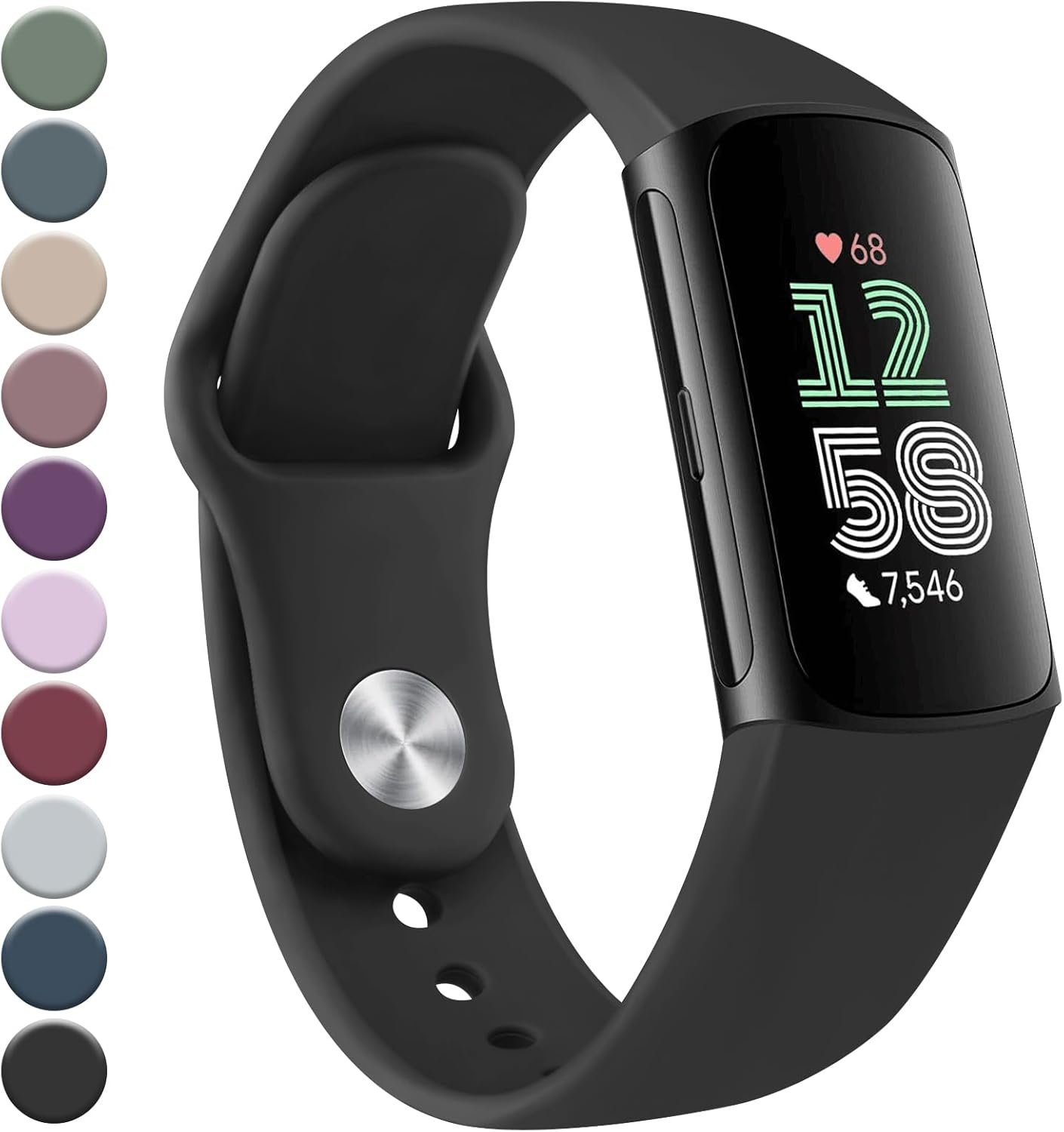 Meliya Band Compatible with Fitbit Charge 6 Bands/Fitbit Charge 5 Bands Women Men, Soft Silicone Adjustable Waterproof Sport Replacement Wristbands Strap for Fitbit Charge 6/Charge 5 Fitness Tracker