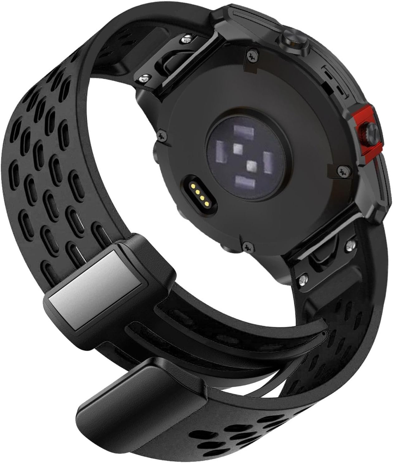 Abanen Air-holes Silicone Quick Fit 26mm Watch Band for Garmin epix Pro 51mm / Fenix 7X / Fenix 6X / Fenix 5X, Soft Sport Wrist Strap with Fold-over Magnetic Closure for Instinct 2X / Enduro