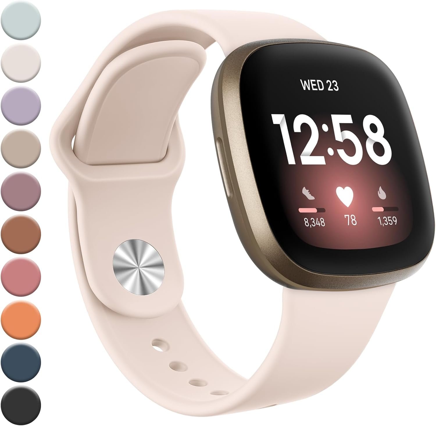 Meliya Band Compatible with Fitbit Versa 3 Bands/Fitbit Sense Bands Women Men, Soft Silicone Waterproof Sport Replacement Strap for Fitbit Versa 3 / Versa 4 / Sense/Sense 2 Smartwatch