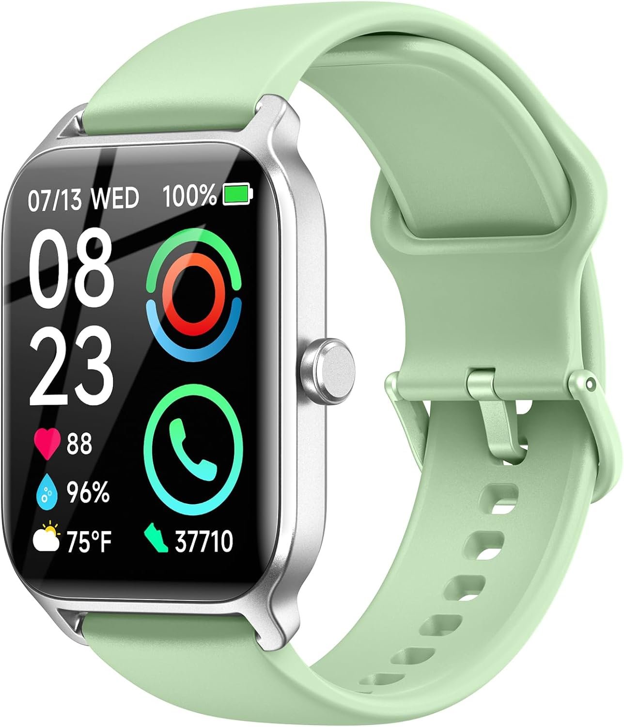 Fitpolo Smart Watch for Men Women Android, Alexa Built-in [1.8" HD Screen] IP68 Waterproof Fitness Watch Bluetooth Call for Android & iPhone with Heart Rate/Sleep/SpO2 Monitor - Green