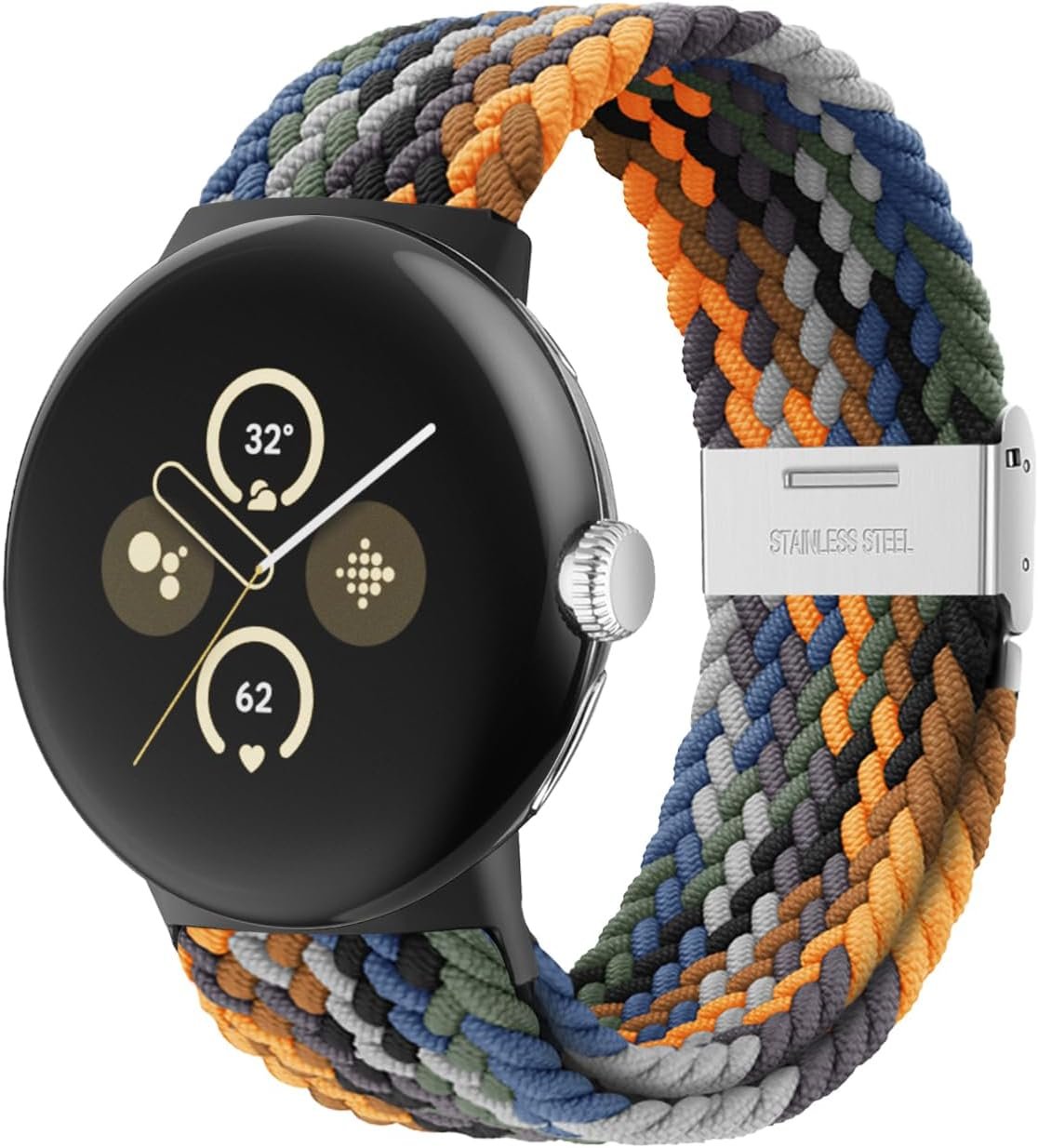 Stretchy Braided Bands Compatible with Pixel Watch 2 Band/Google Pixel Watch Band - Upgraded Connector - Adjustable Elastic Nylon Breathable Sport Loop Straps for Pixel Watch 2 & 1 Women Men
