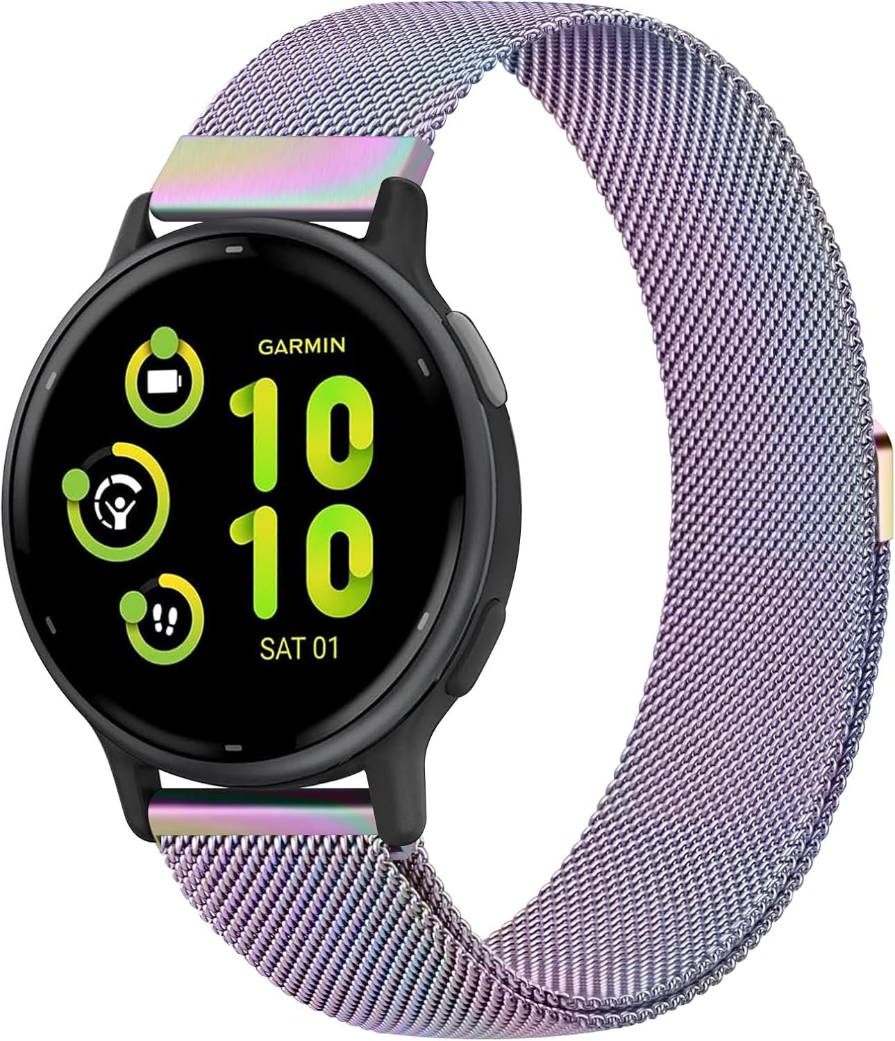 AK Metal Band Compatible with Garmin Vivoactive 5 / Vivoactive 3 / Venu 2 Plus / Venu Sq / Venu Watch Bands Women Men, Stainless Steel Mesh Loop Magnetic Replacement Bracelet Strap for Garmin Vivoactive 5, Vivoactive 3 Music, Venu 2 Plus, Vivomove Sport, Forerunner 645 / 245 Music Smart Watch