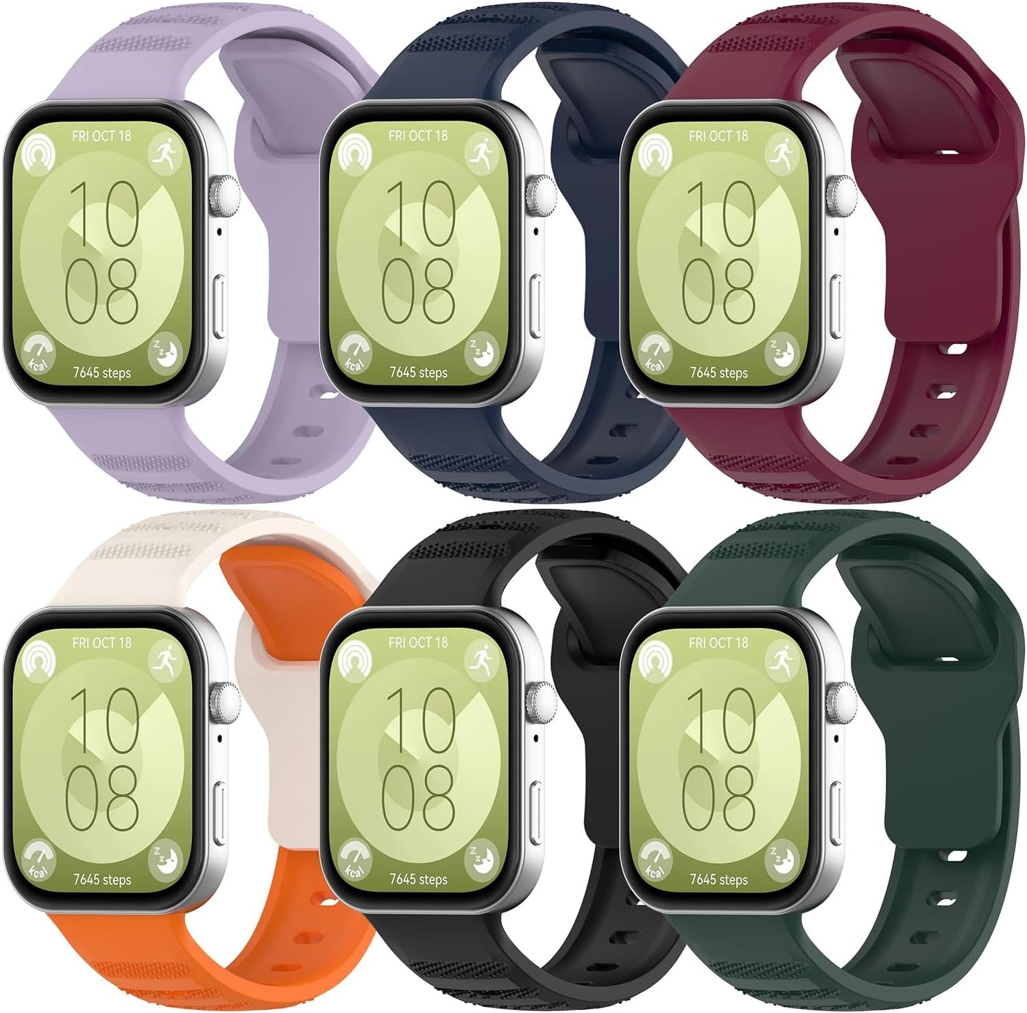 Compatible with Huawei Smartwatch Watch Fit 3 Band Silicone Watch Band Replacement Strap intended for Huawei Watch Fit 3 Bands-6 Colors