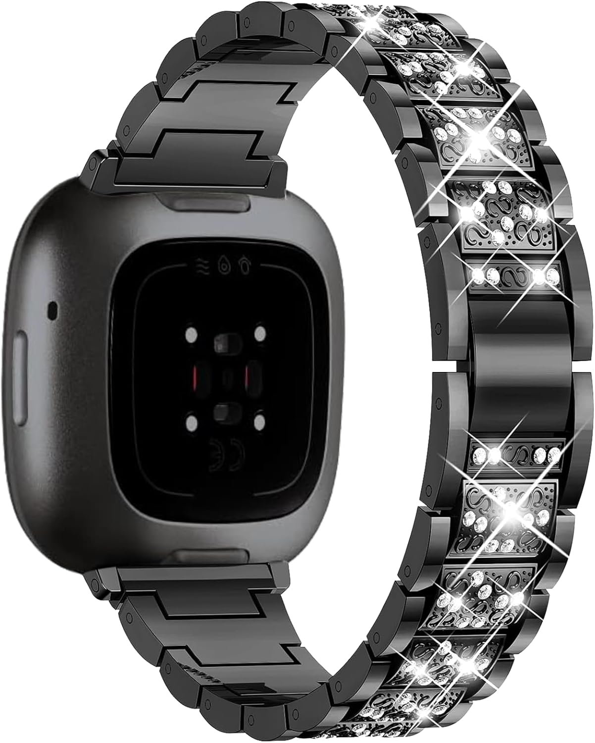 Bling Metal Bands Compatible with Fitbit Versa 4 /Fitbit Versa 3 /Fitbit Sense 2 /Fitbit Sense Bands for Women,Adjustable Replacement Straps Including regulator