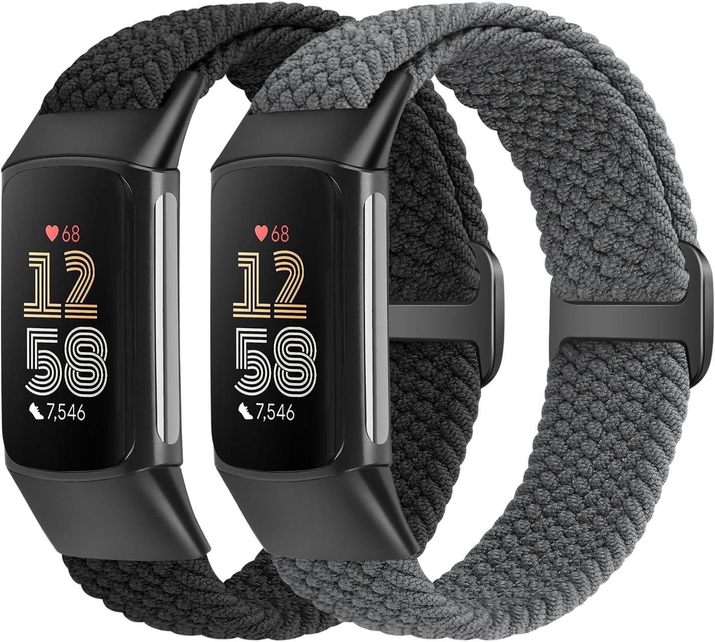 Elastic Braided Bands Compatible with Fitbit Charge 5/Fitbit Charge 6 for Women Men, Breathable Adjustable Stretchy Nylon Loop Sport Replacement Wristbands for Fitbit Charge 6 Charge 5 Straps