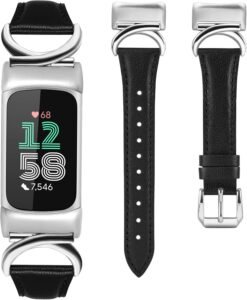 Minyee Leather Bands for Fitbit Charge 6/5 Women – Stylish Elegance for Your Smartwatch