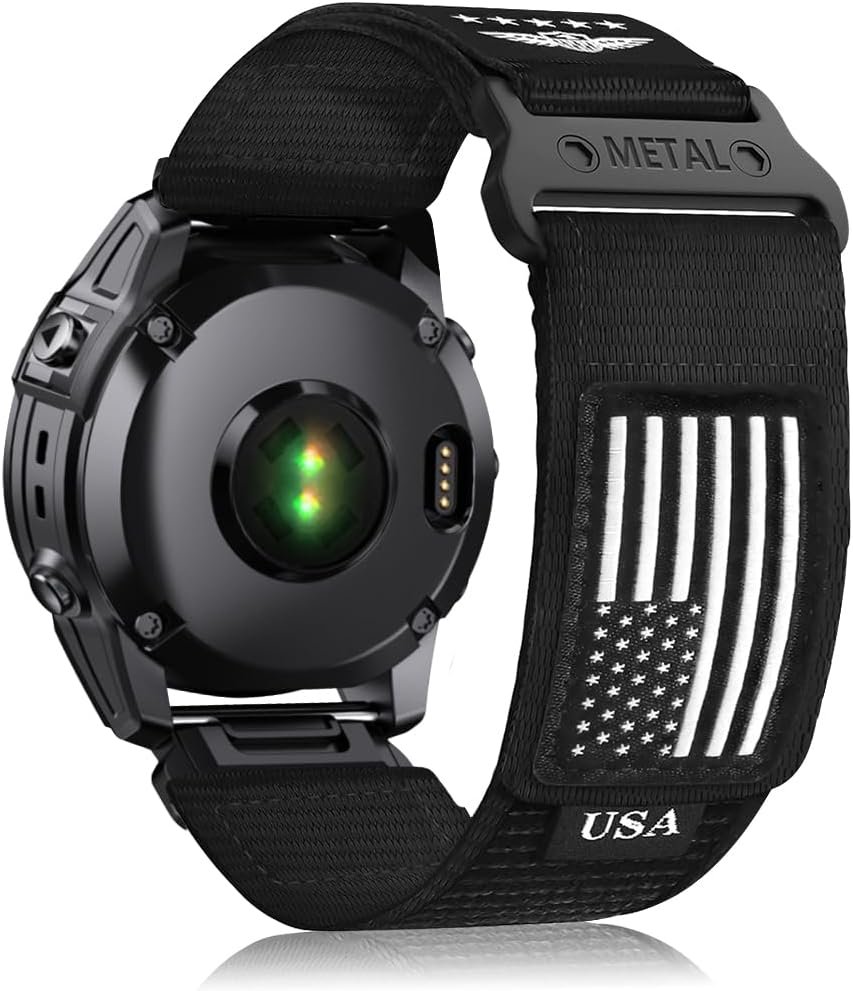 USA Ultra Series Compatible for Garmin Watch Band Replacement,Quickfit 22mm 26mm Rugged Velcro Nylon Fenix 6 5 7 Bands,Compatible for Garmin Fenix 7X/Fenix 6X/Fenix 5X/Enduro 2/Tactix