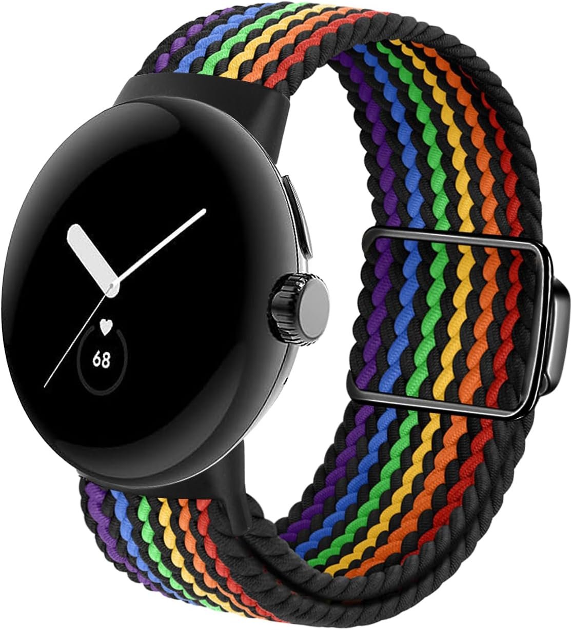 BlackPro Braided Bands Compatible with Google Pixel Watch 2/Pixel Watch Band, Adjustable Stretchy Nylon Watch Bands,Sport Strap for Pixel Watch 1 & 2 with Upgraded Built-in Magnet Closure for Men Women