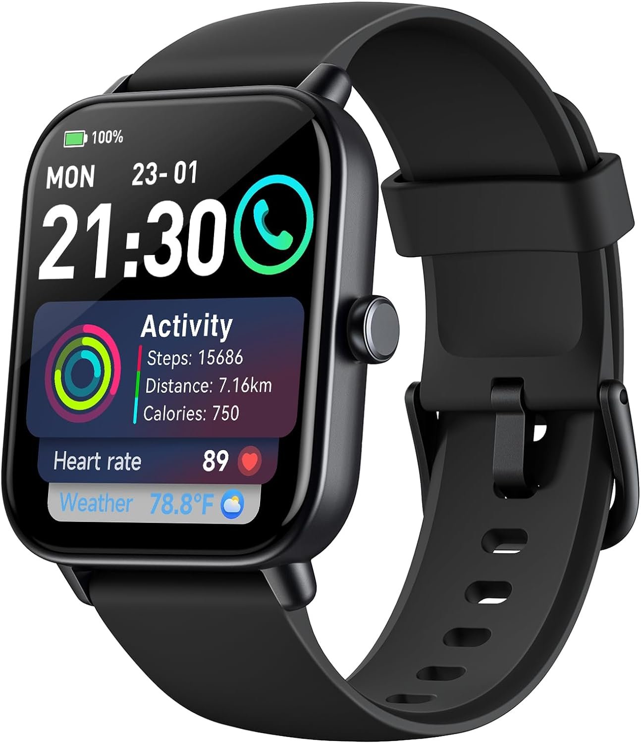 aeac Smart Watches for Men Women, 1.8" Alexa Built-in Fitness Tracker Watch for Android iPhone, Bluetooth Calls, IP68 Waterproof, 100 Sport Modes, with Heart Rate/Spo2/Sleep Monitor/Pedometer