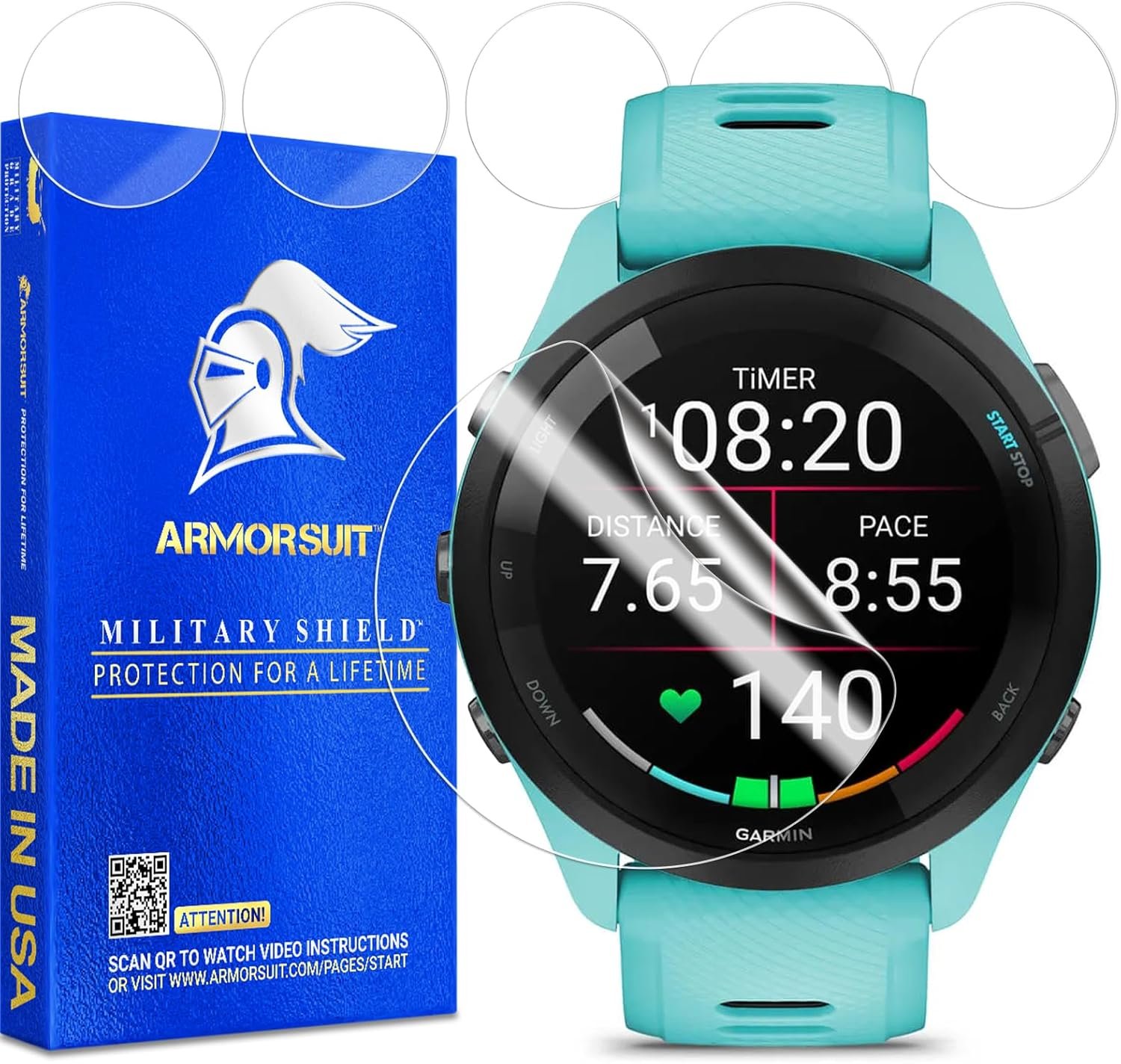 ArmorSuit 6 Pack for Garmin Forerunner 265 (46mm) Screen Protector MilitaryShield HD Clear Film - Made in USA [NOT for Garmin Forerunner 265s]