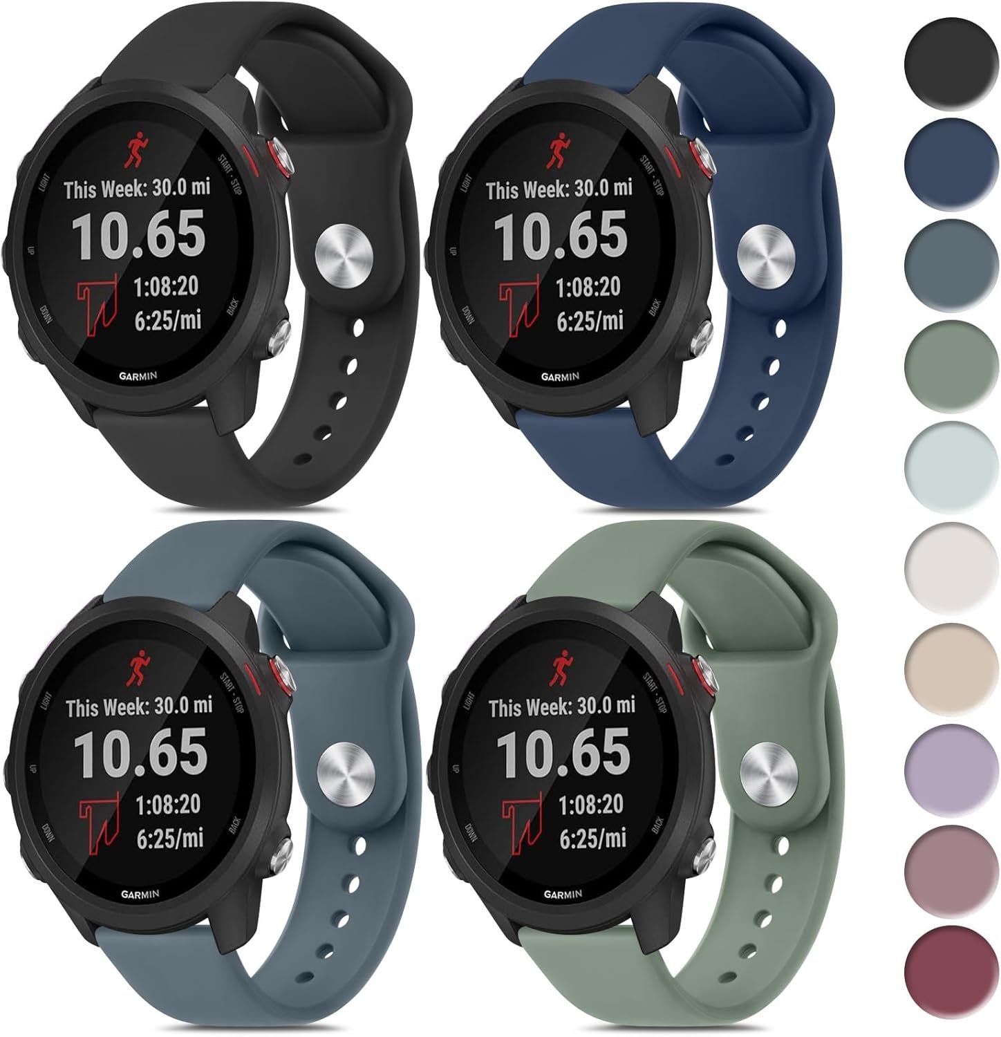 Meliya for Garmin Forerunner 165 Band Forerunner 245 Band Forerunner 55 Band, 20mm Replacement Band for Forerunner 645 / Venu Sq/Venu/Vivoactive 3 / Vivoactive 5 / Galaxy Watch 6 5 4 Active 2 Band