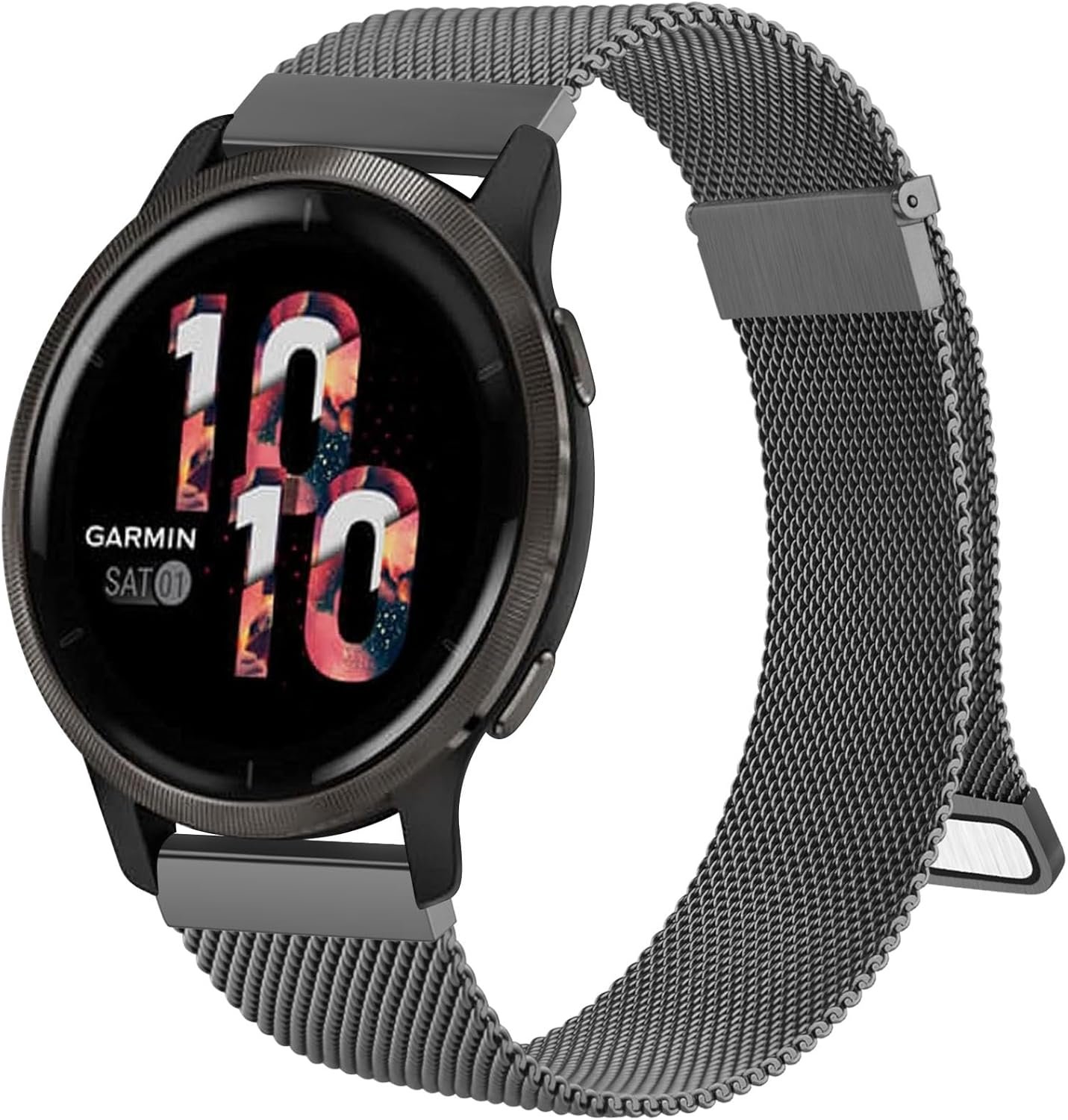 Amzpas bands Compatible with Garmin Vivoactive 4 Band, Garmin Venu 2 / Venu 3 Band for Women Men,Metal Stainless Steel Mesh Wristband Strap for Garmin Forerunner 745/265/255/255 Music SmartWatch