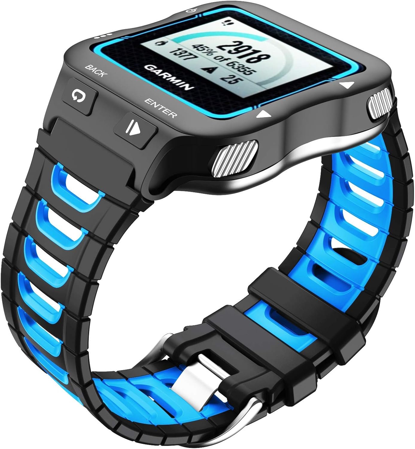 NotoCity Compatible with Garmin Forerunner 920XT Band Soft Silicone Strap for 920XT Replacement Watch Band for Men Women Black-Blue