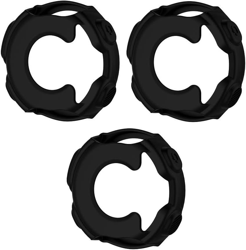3 Pack Silicone Watch Cases Protector Bumper Cover Compatible for Garmin Forerunner 235/Forerunner 735XT Watch Protective Case Black