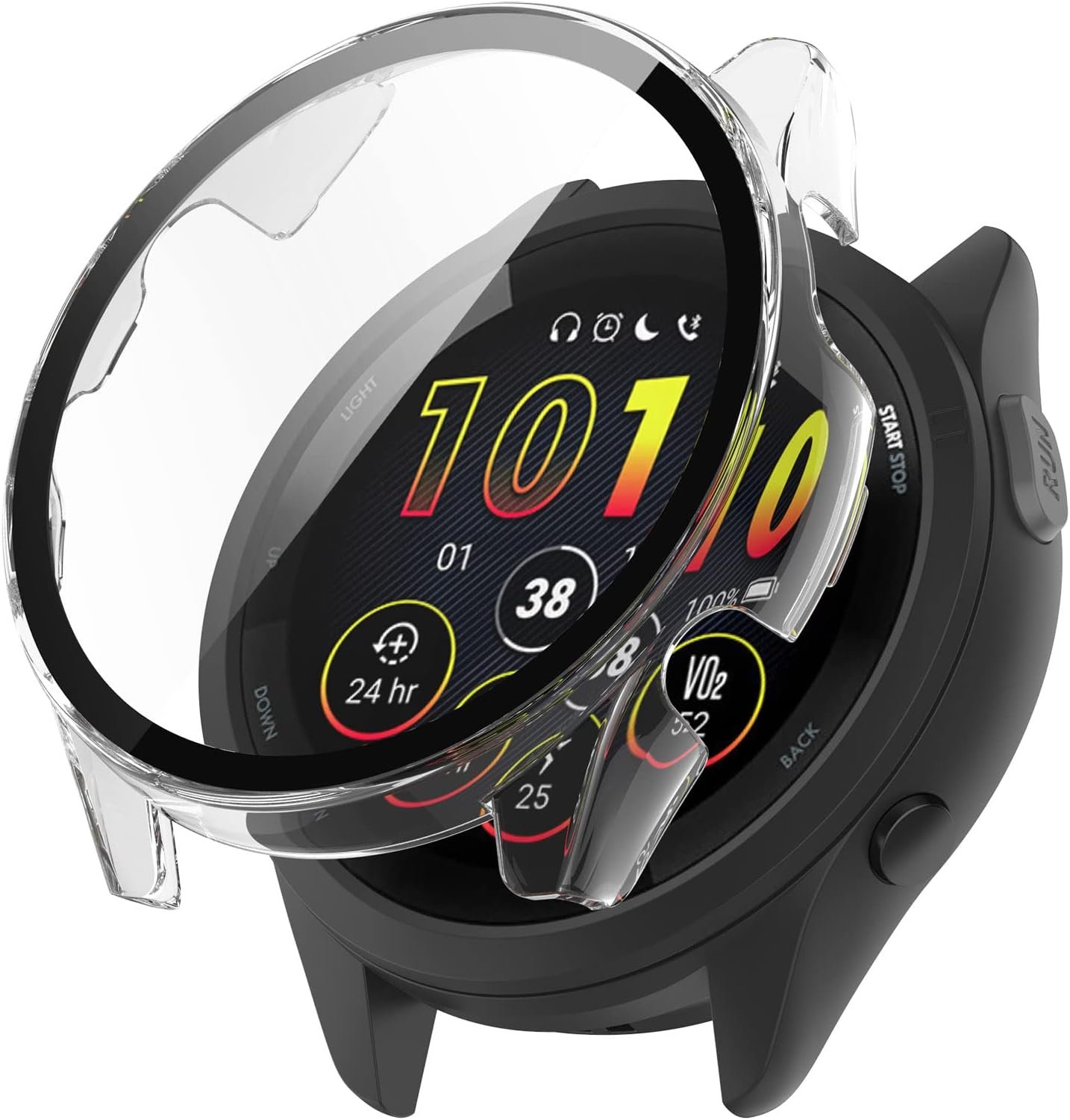 Compatible with Garmin Forerunner 265S Case Cover, Scratch-Resistant PC Protective Case with HD Tempered Glass Screen Protector for Garmin Forerunner 265S (not 265) (Clear)