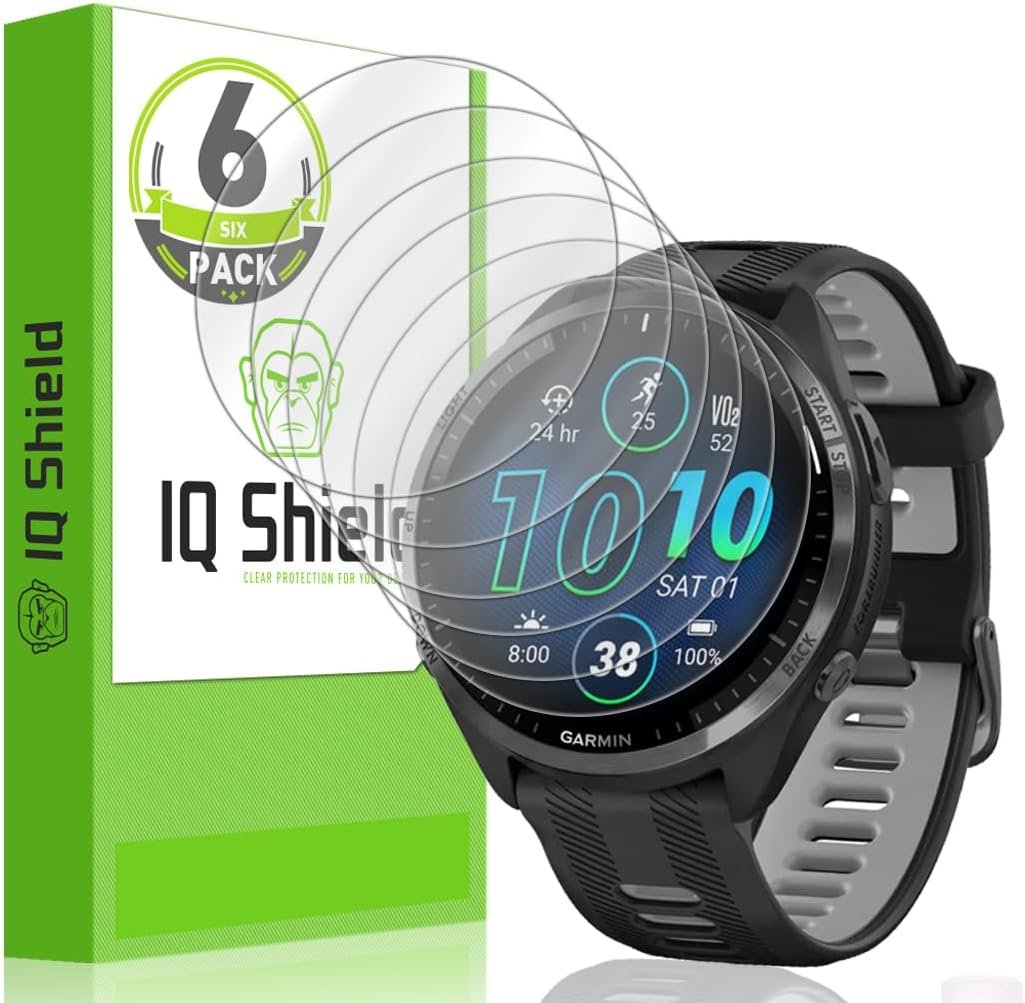 IQShield Screen Protector Compatible with Garmin Forerunner® 965 (6-Pack) Anti-Bubble Clear TPU Film