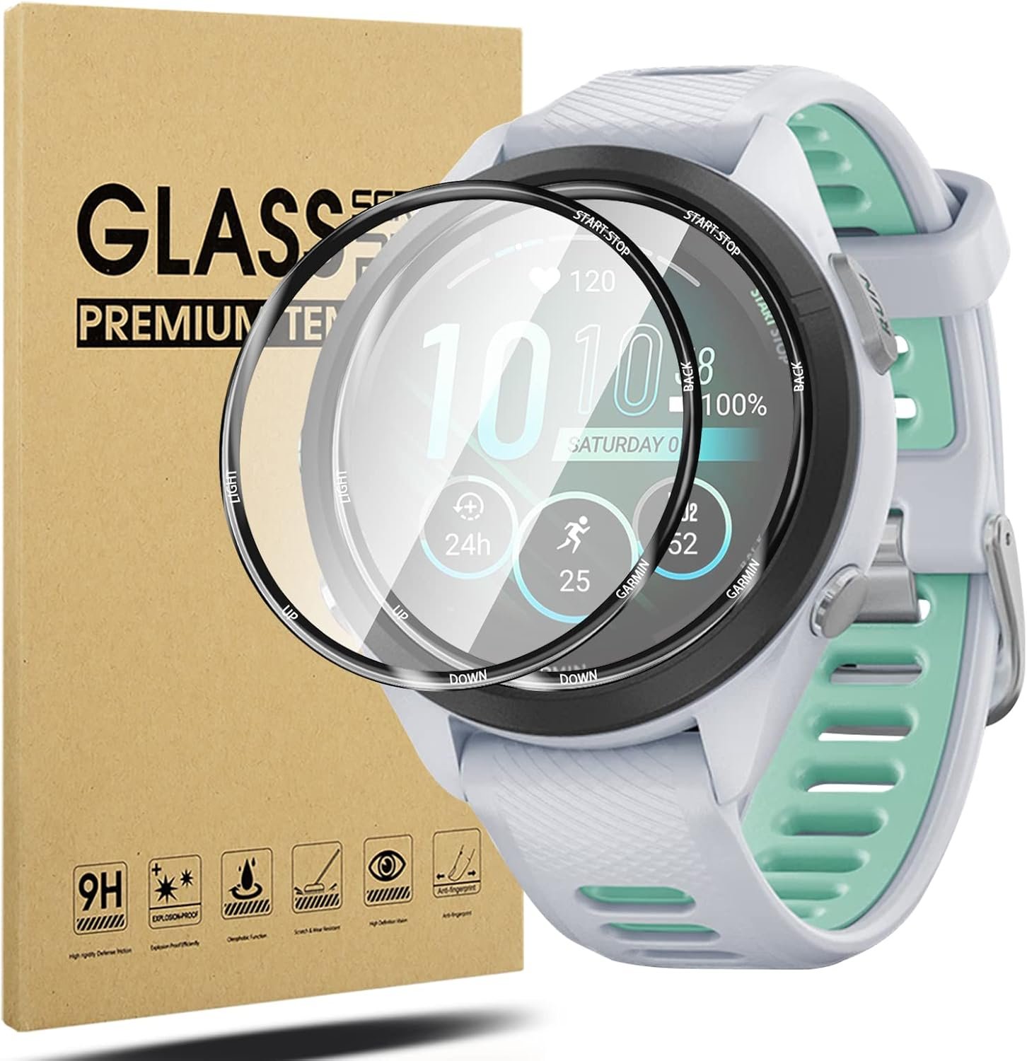 Suoman 2-Pack for Garmin Forerunner 265S Screen Protector, [Anti-Scratch] Ultra-thin Screen Protector 2.5D 9H for Garmin Forerunner 265S Smartwatch