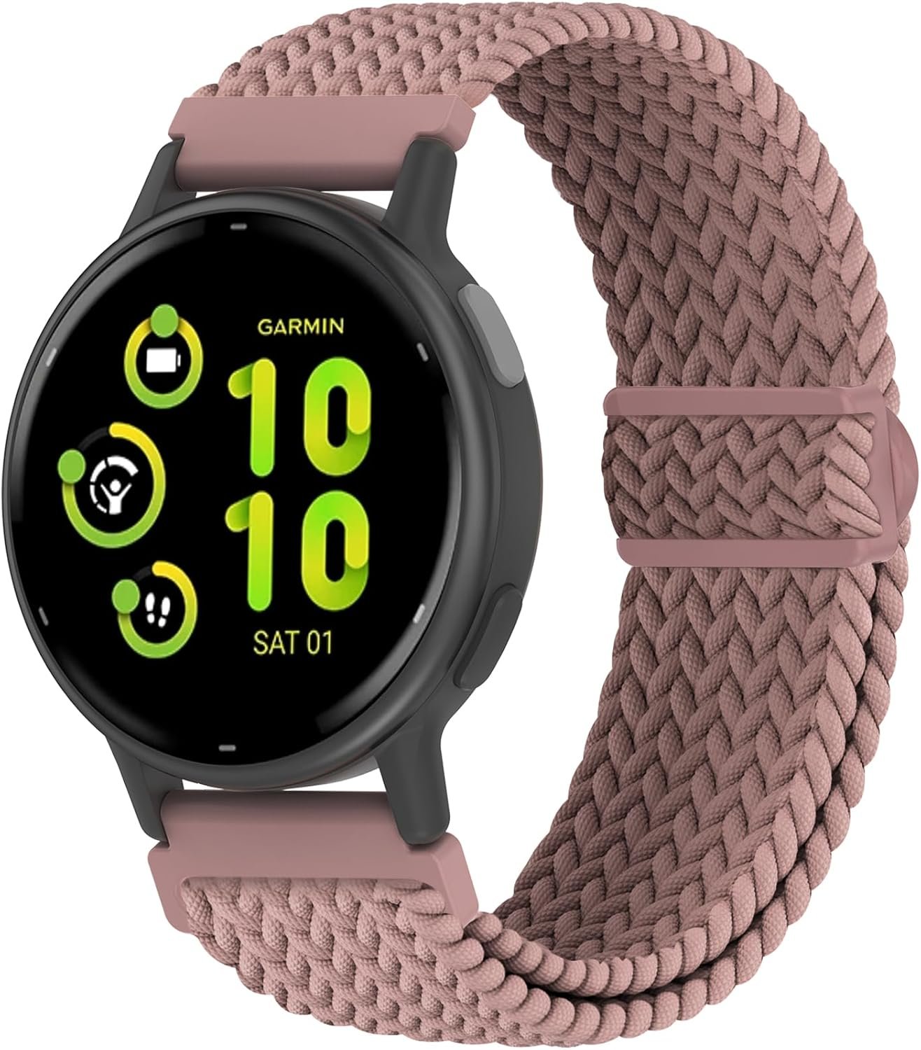 18mm 20mm 22mm Braided Stretchy Nylon Watch Bands Compatible With Garmin Venu 2S/Venu 3S/Vivoactive 4S (18mm), Garmin Venu/Venu Sq/Vivoactive 5&3 (20mm), Garmin Venu 2&3/Vivoactive 4 (22mm)