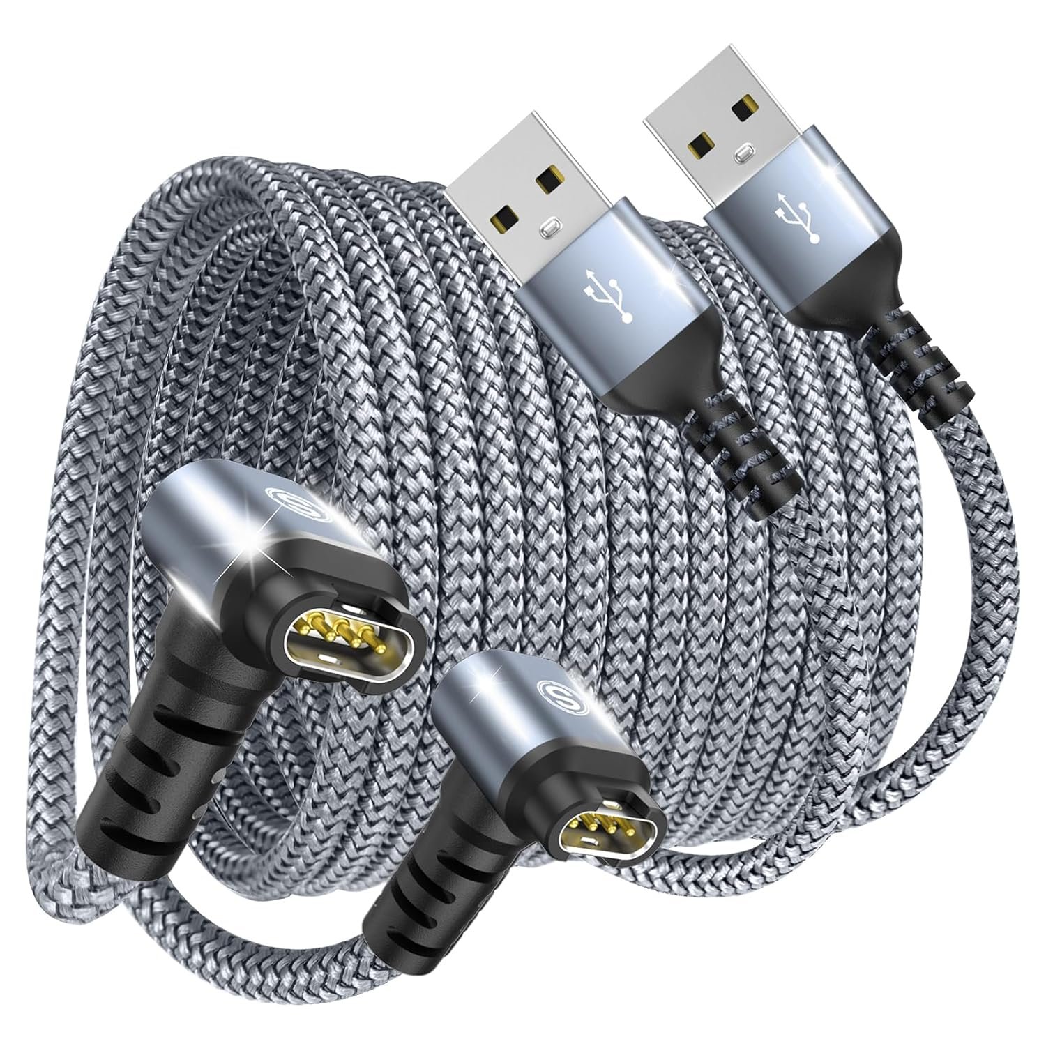 Garmin Watch Charger Cable Right Angle [2-Pack,4ft] Compatible with Garmin Fenix 7 7X Pro 6 6X 5 5S 5X,Venu Sq 3 2S,Forerunner 965 955 945 55,Approach S70 S62 S60,Vívoactive 5 4s,Epix Instinct Tactix