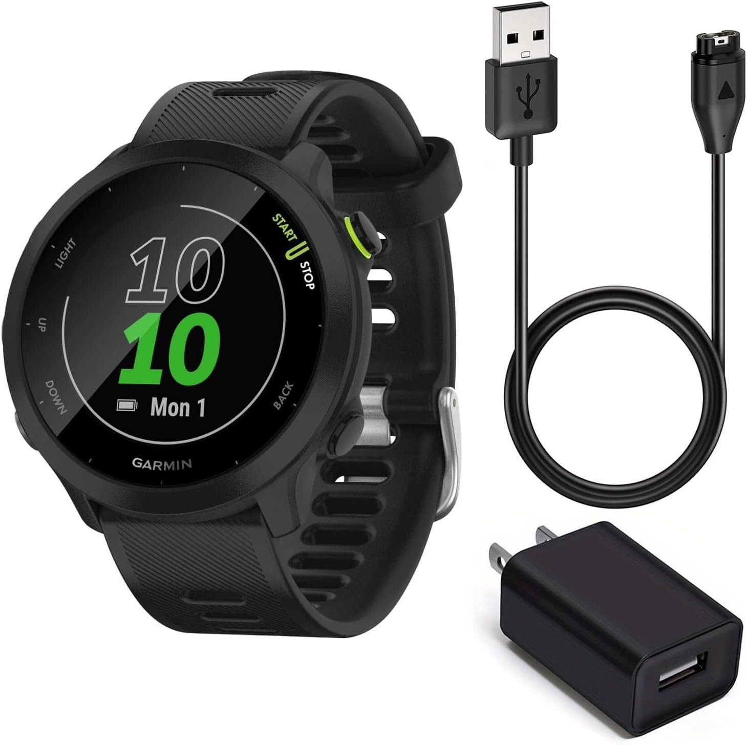 Garmin Forerunner 55 GPS Running Smartwatch (Black) Power Bundle