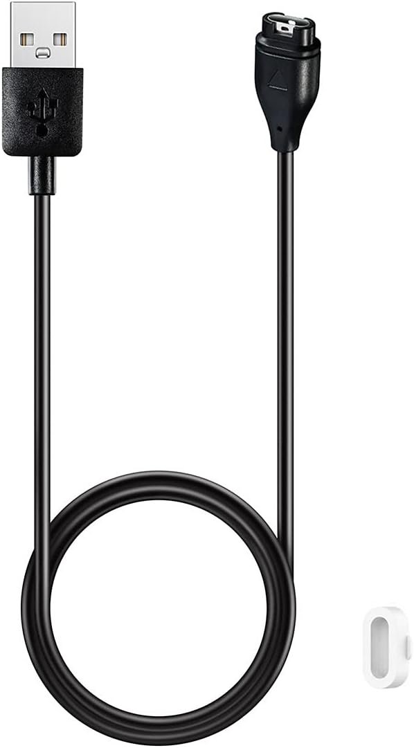 Kissmart Charger for Forerunner 45 / 45S, Replacement Charging Cable Cord Plus a White Silicone Charger Port Protector Anti Dust Plug for Garmin Forerunner 45 Smart Watch