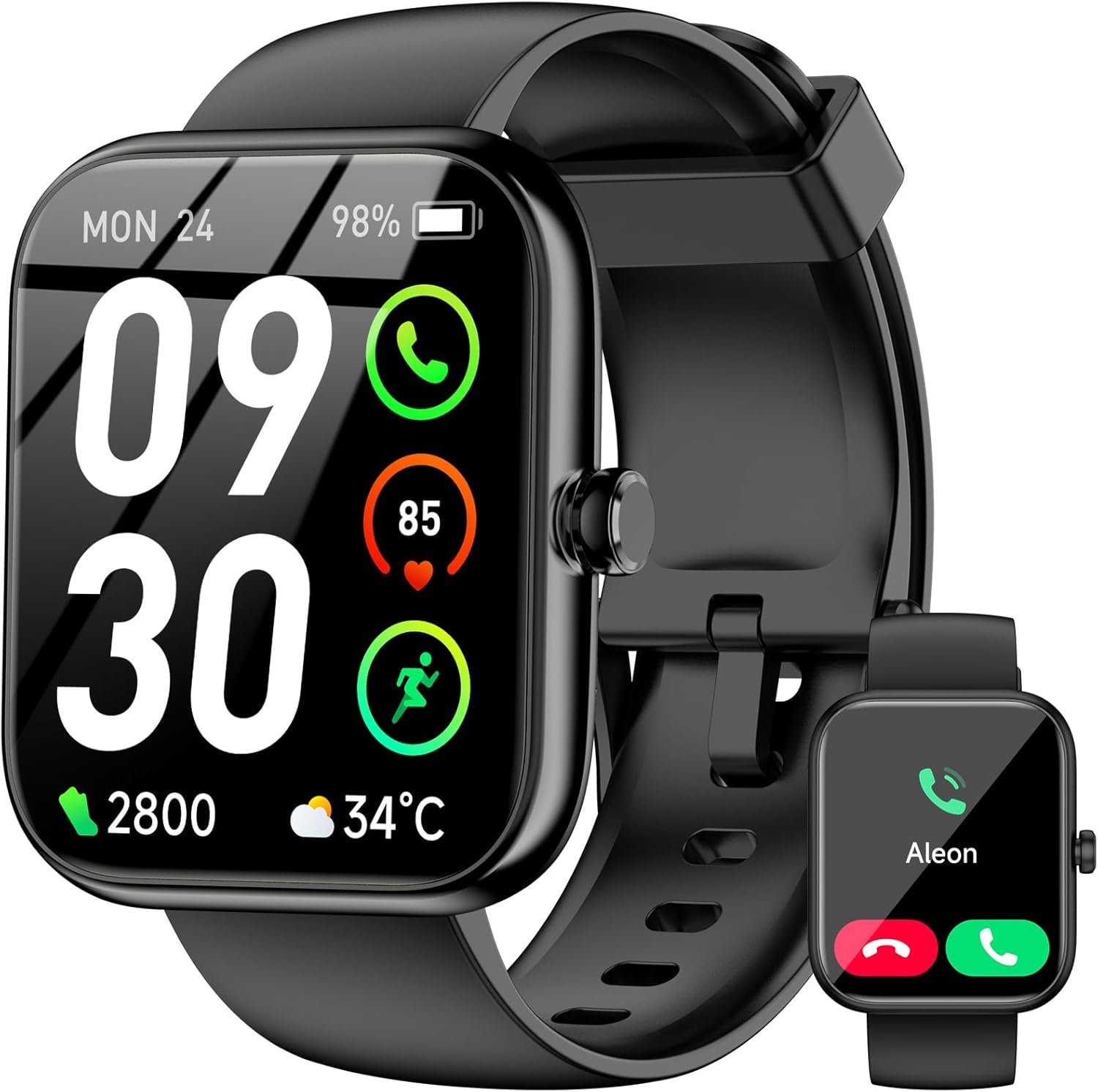 Smart Watch with Alexa Built-in, 1.83" HD Touchscreen Fitness Tracker, Bluetooth Notifications/Calls, IP68 Waterproof, 120+ Sport Modes, 24/7 Heart Rate & Sleep Monitor for iPhone Android iOS (Black)