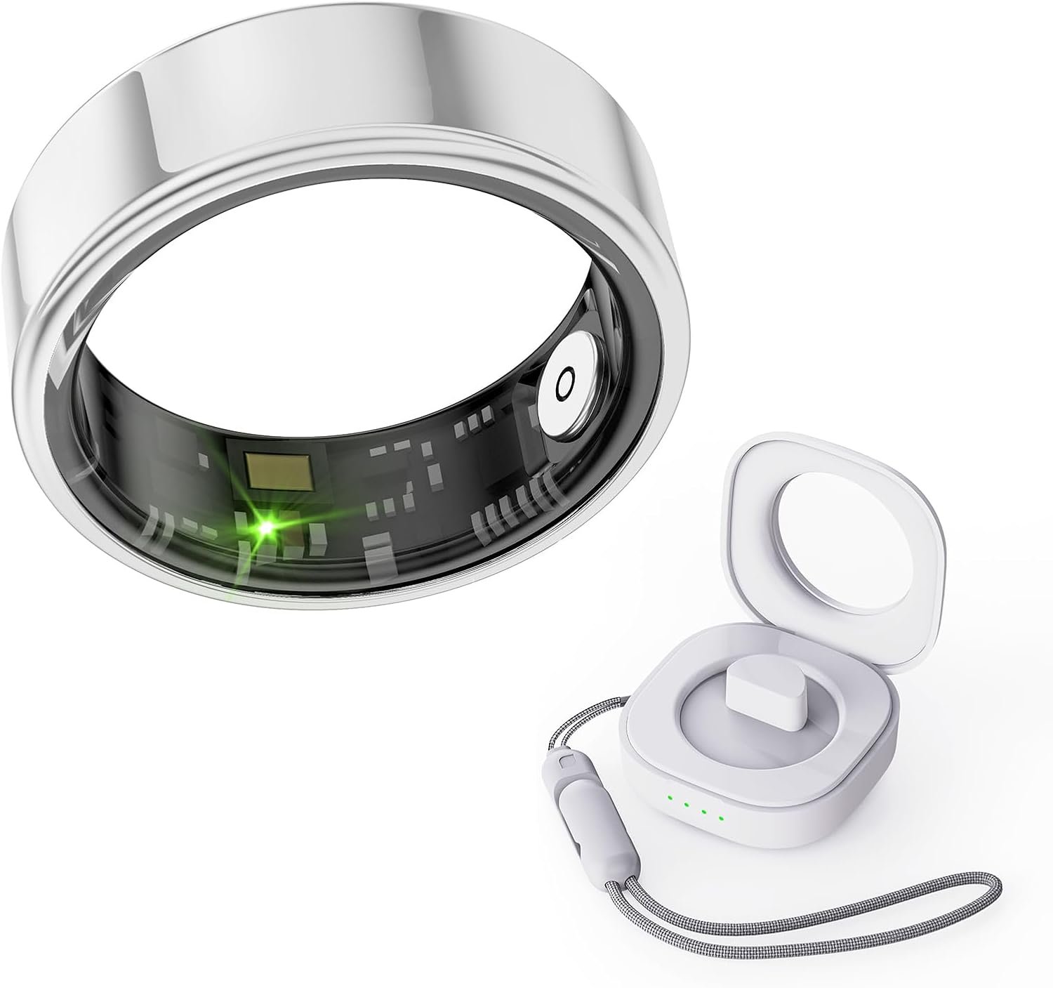 Smart Ring for Men & Women, Smart Ring Health Tracker, Blood Oxygen & Heart Rate Monitor Sleep Ring, Wearable IP68 Waterproof Fitness Monitor, Long Lasting Battery Smart Ring (Silver, 7)