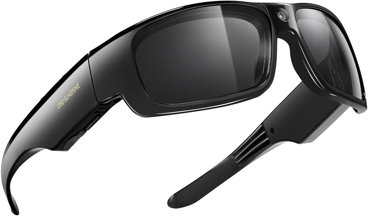 OhO sunshine 32GB Camera Glasses,16M Resolution H.265 1080P Smart Glasses with UV400 Sunglasses Lens for Outdoor Sport,Unisex